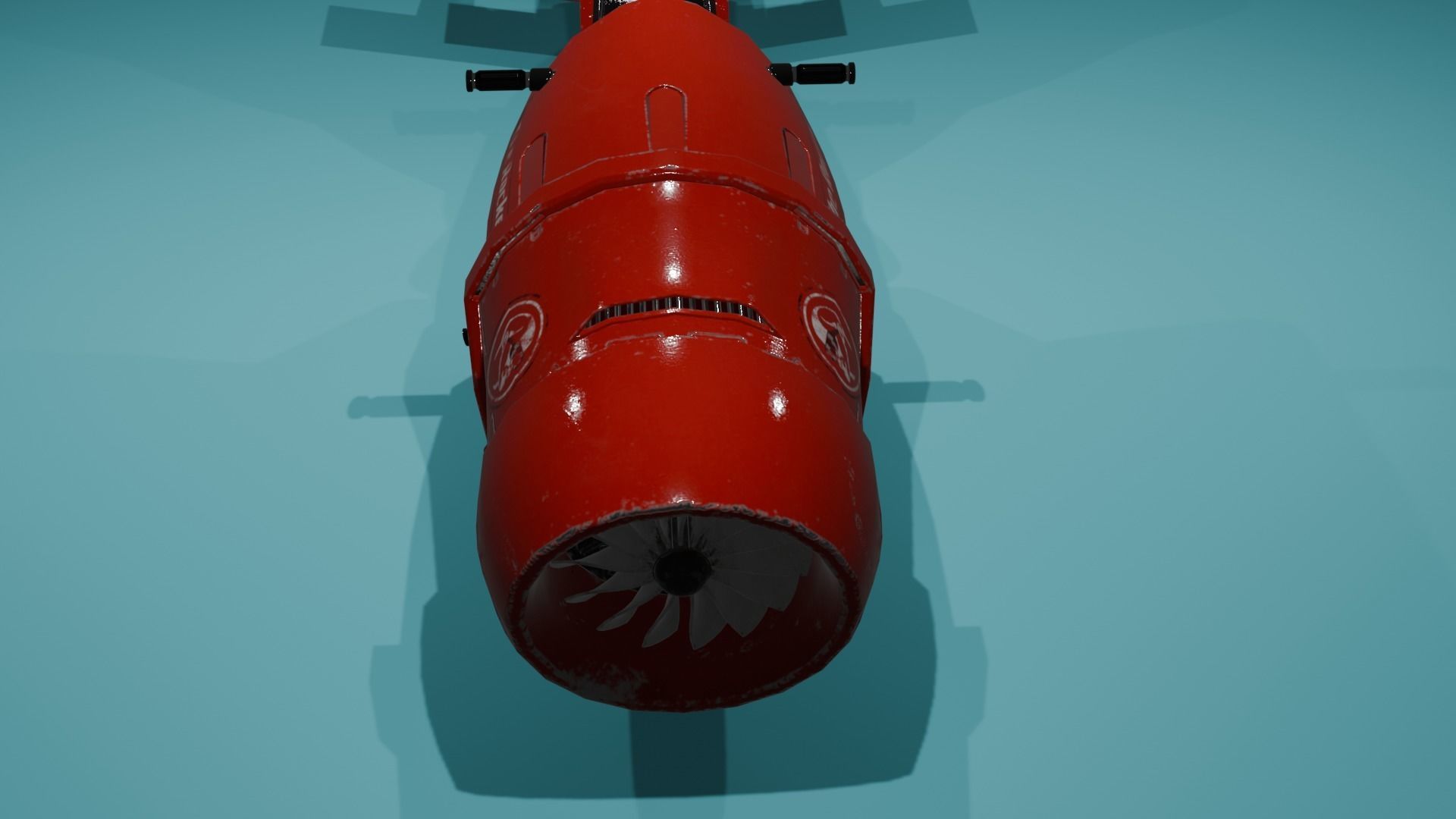 hover bike in red 3D model_1