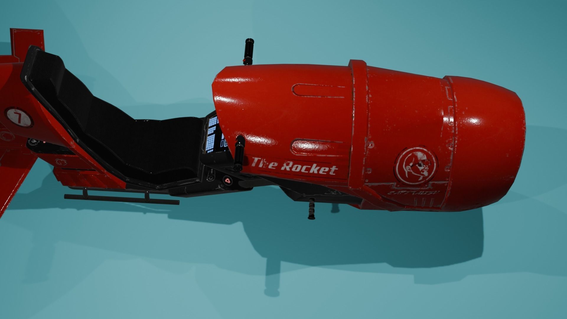 hover bike in red 3D model_4