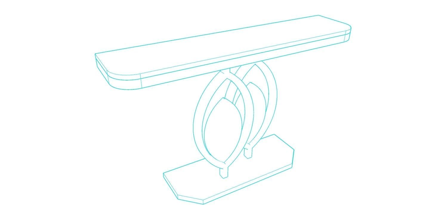 Gold console table wooden accent 3D model_3