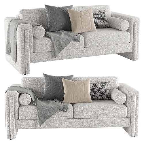Visible White Boucle Fabric Sofa 3D model
