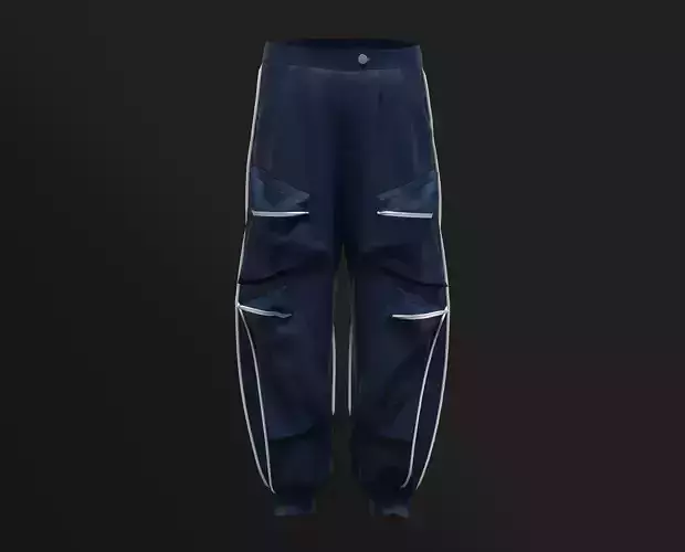 Pants Baggy Cargo Pockets CLO3D Free 3D model