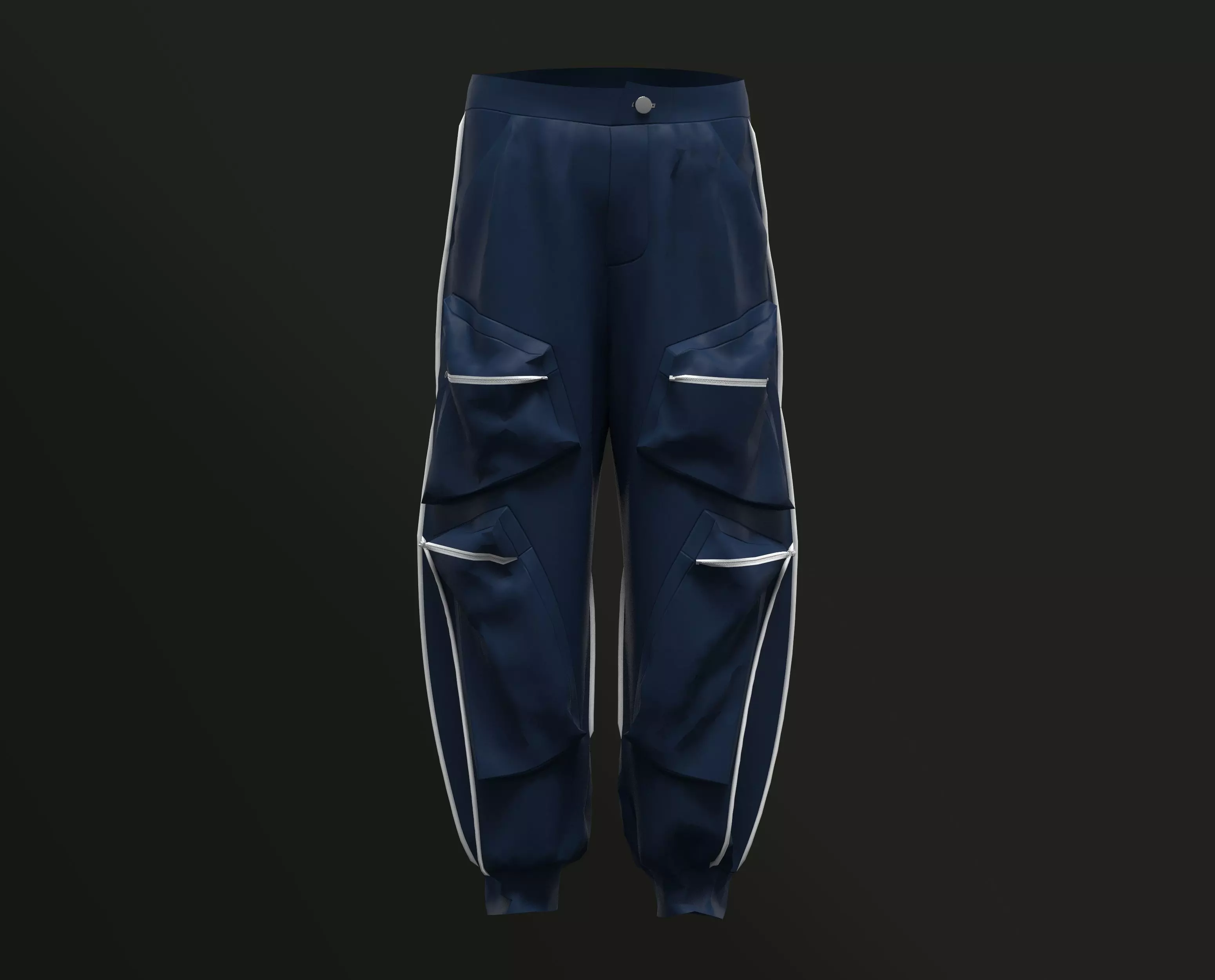 Pants Baggy Cargo Pockets CLO3D Free 3D model_0