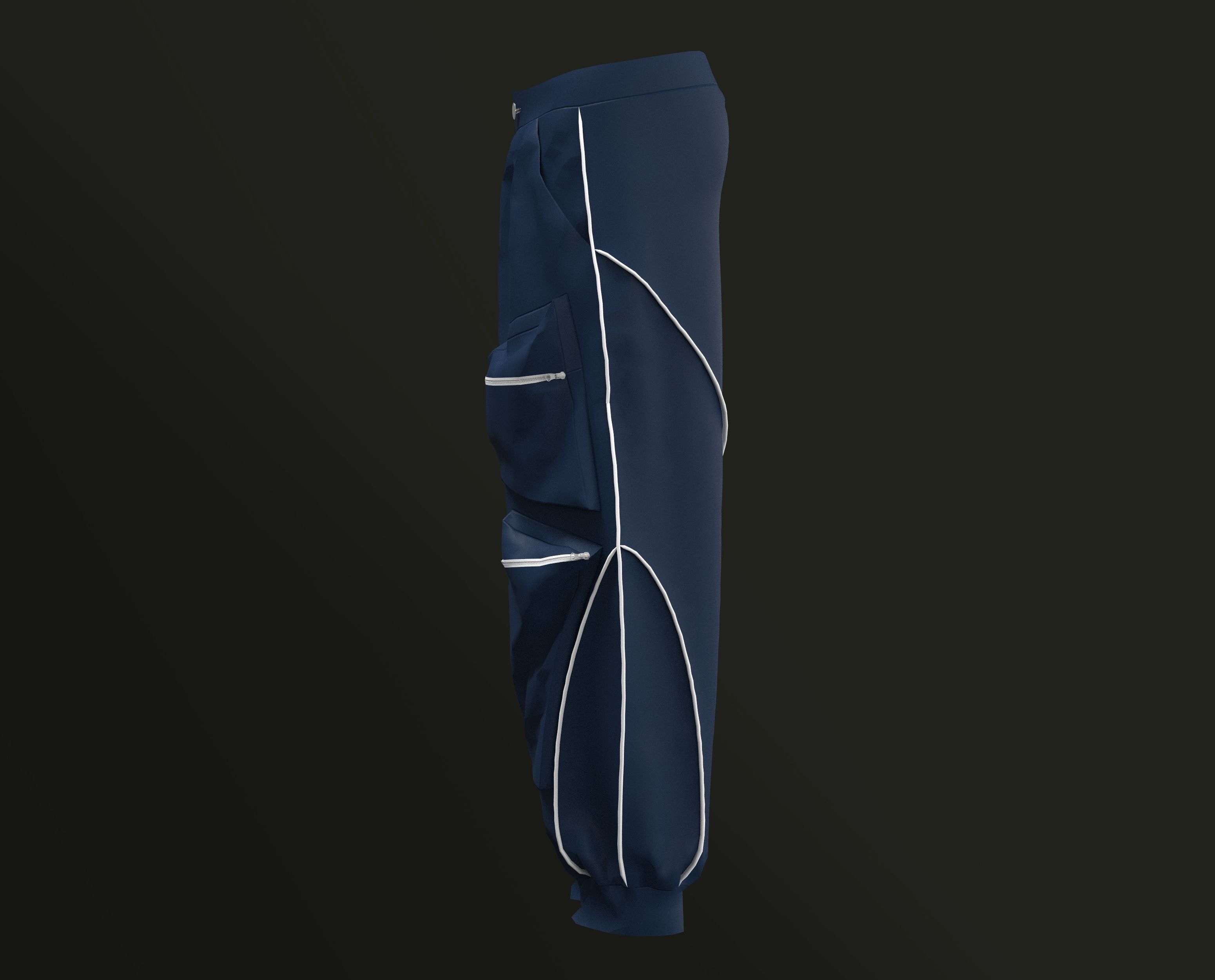 Pants Baggy Cargo Pockets CLO3D Free 3D model_3