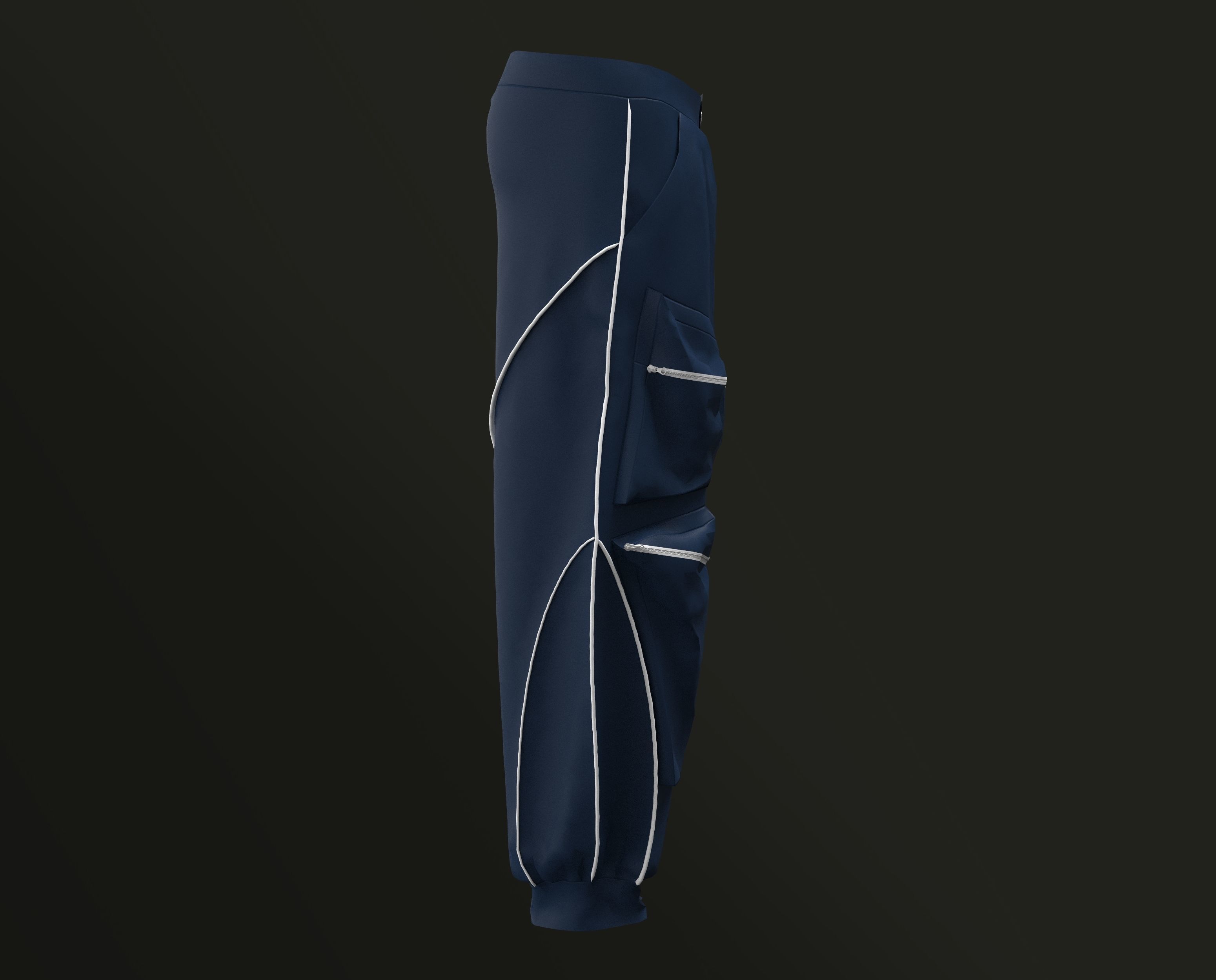 Pants Baggy Cargo Pockets CLO3D Free 3D model_1