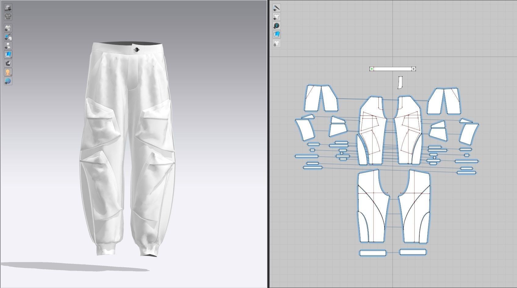 Pants Baggy Cargo Pockets CLO3D Free 3D model_4
