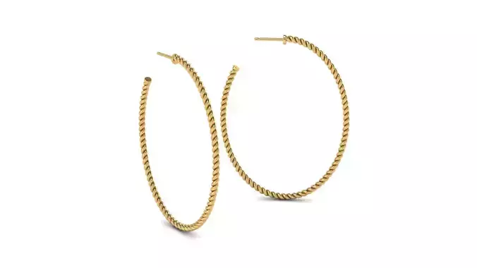 Cable Oval Hoop Earrings 54x41 mm