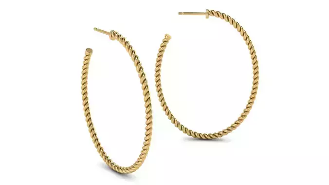 Cable Oval Hoop Earrings 45x34 mm