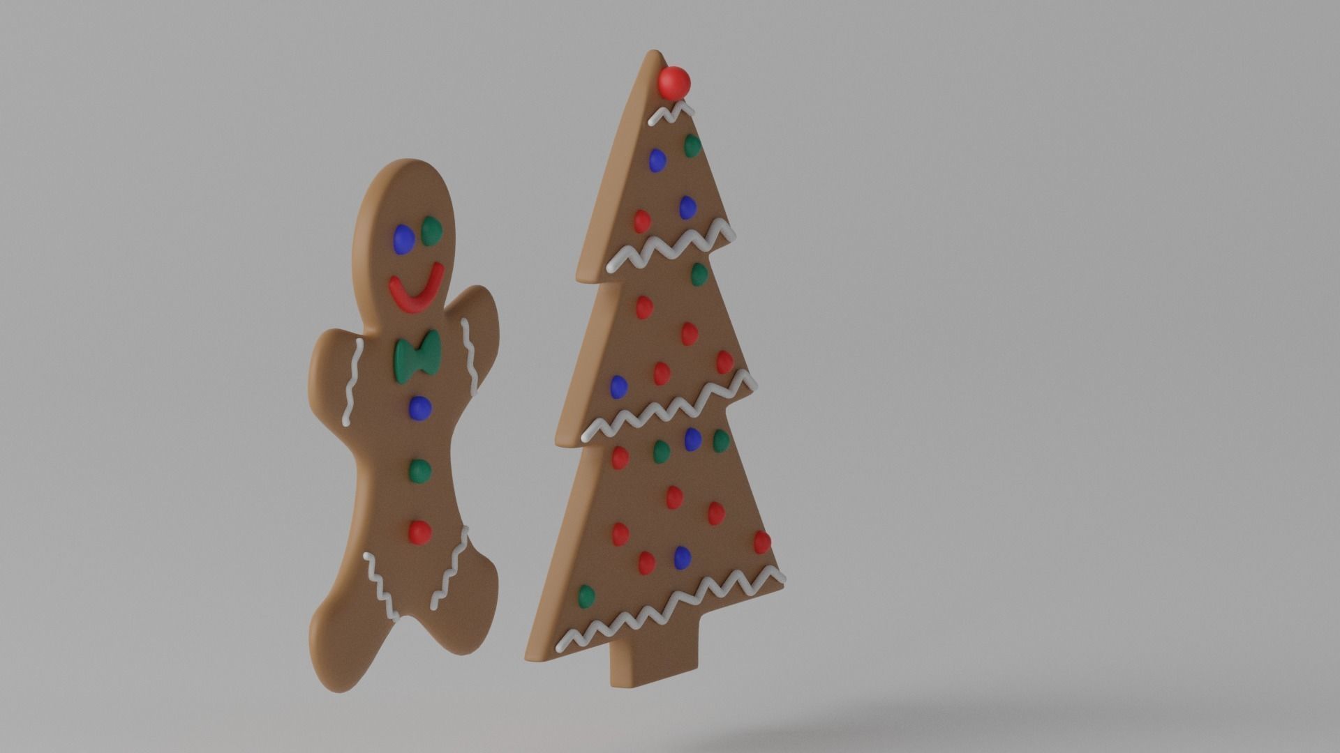 Cartoon Gingerbread Cookie 3D model_9
