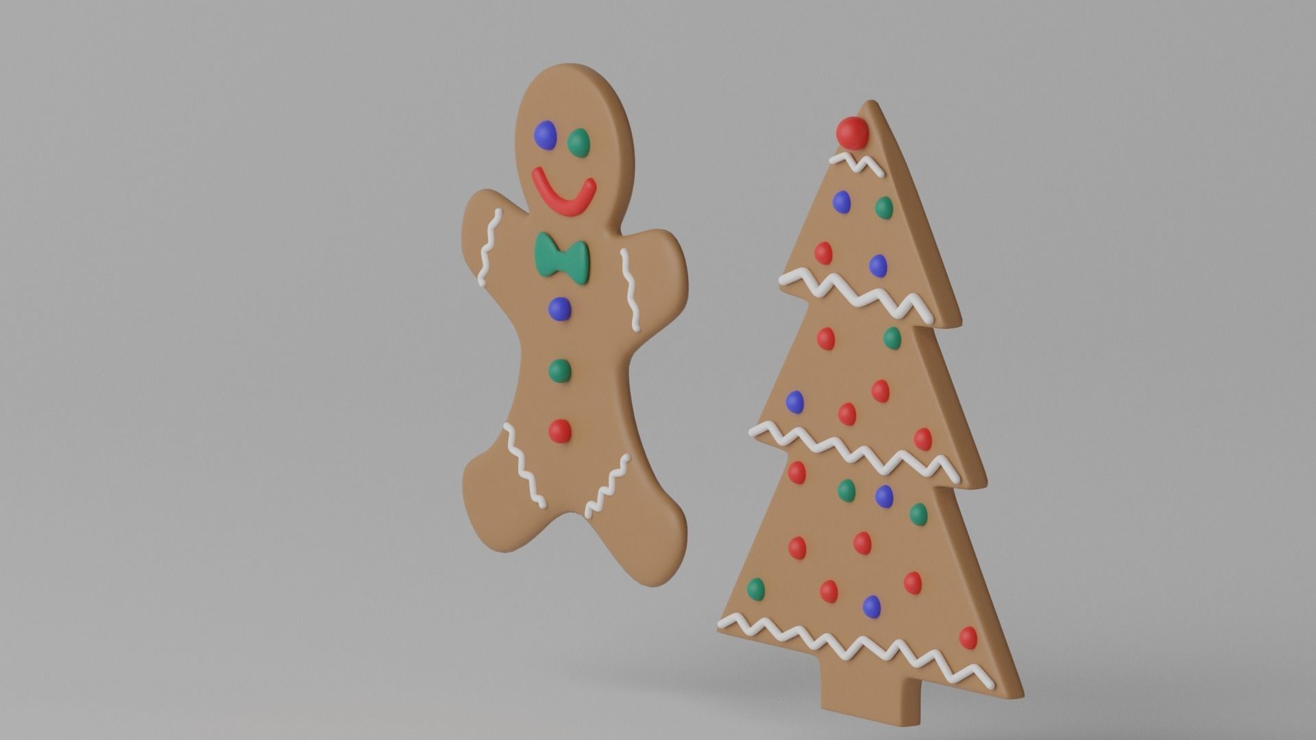 Cartoon Gingerbread Cookie 3D model_3