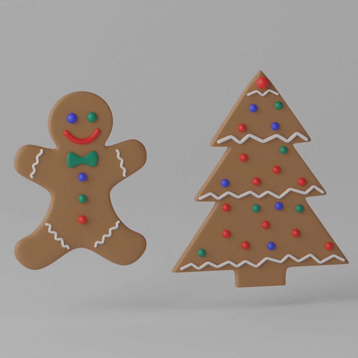 Cartoon Gingerbread Cookie 3D model_11