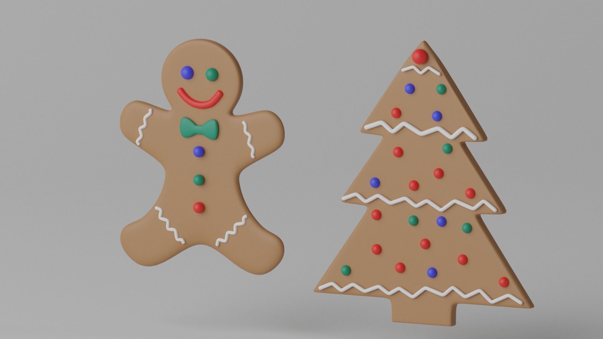 Cartoon Gingerbread Cookie 3D model_2