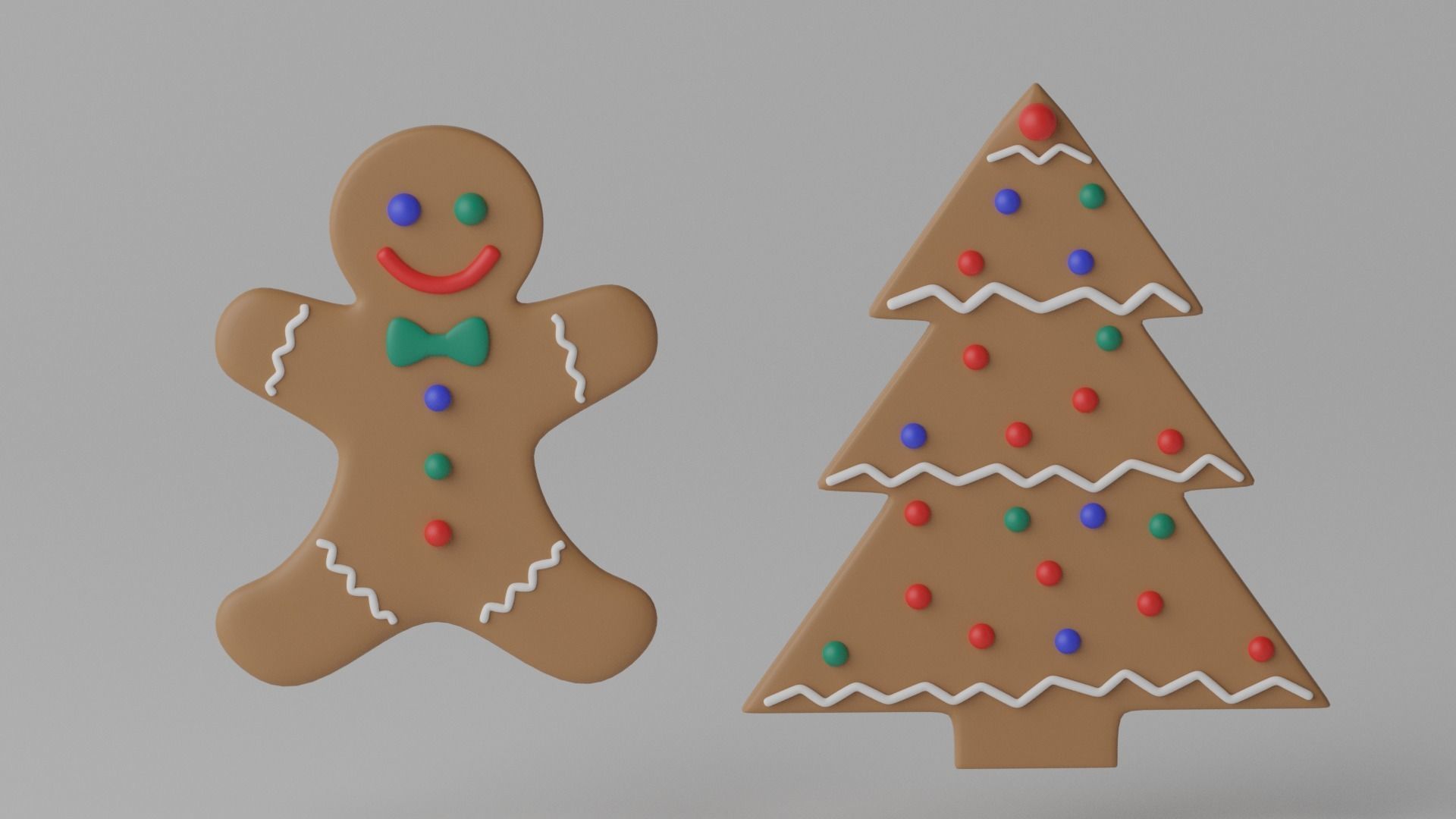 Cartoon Gingerbread Cookie 3D model_1