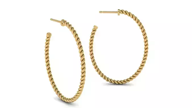 Cable Oval Hoop Earrings 38x29 mm
