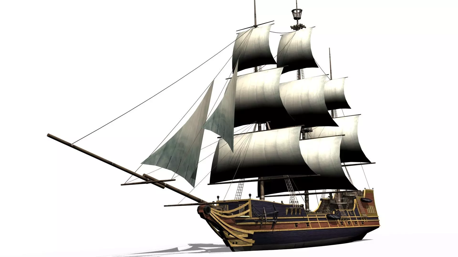 Galleon Low-poly 3D model_0
