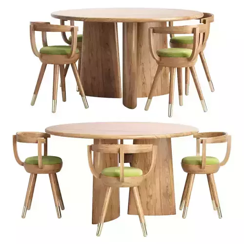GALLEON DINING CHAIR AND LAUREL ROUND DINING TABLE