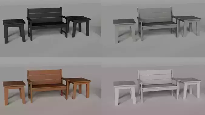 Lakeside Bench Set - Bench and Side Table - 4 COLORS