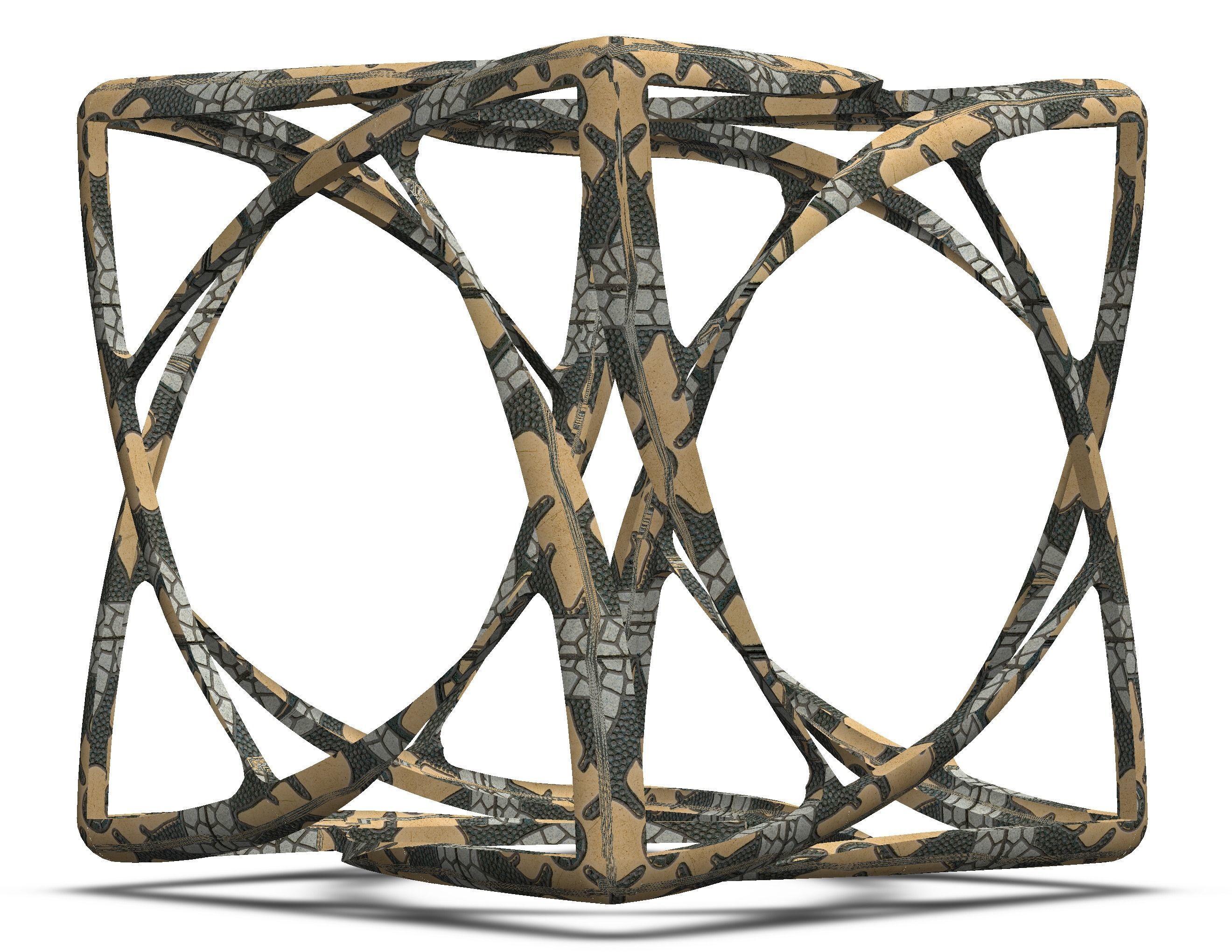 Wireframe Shape Geometric Complex Cube 3D print model_29