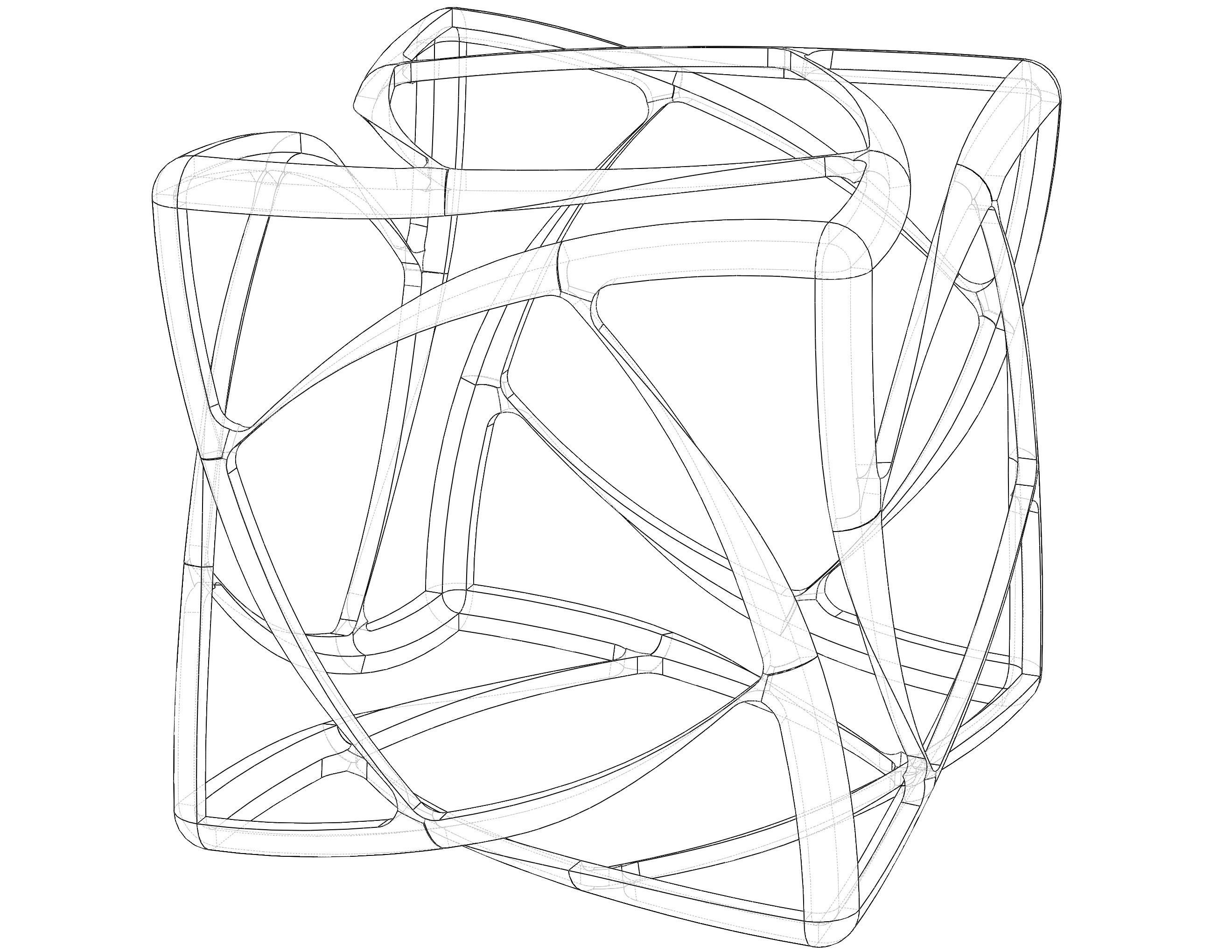 Wireframe Shape Geometric Complex Cube 3D print model_3