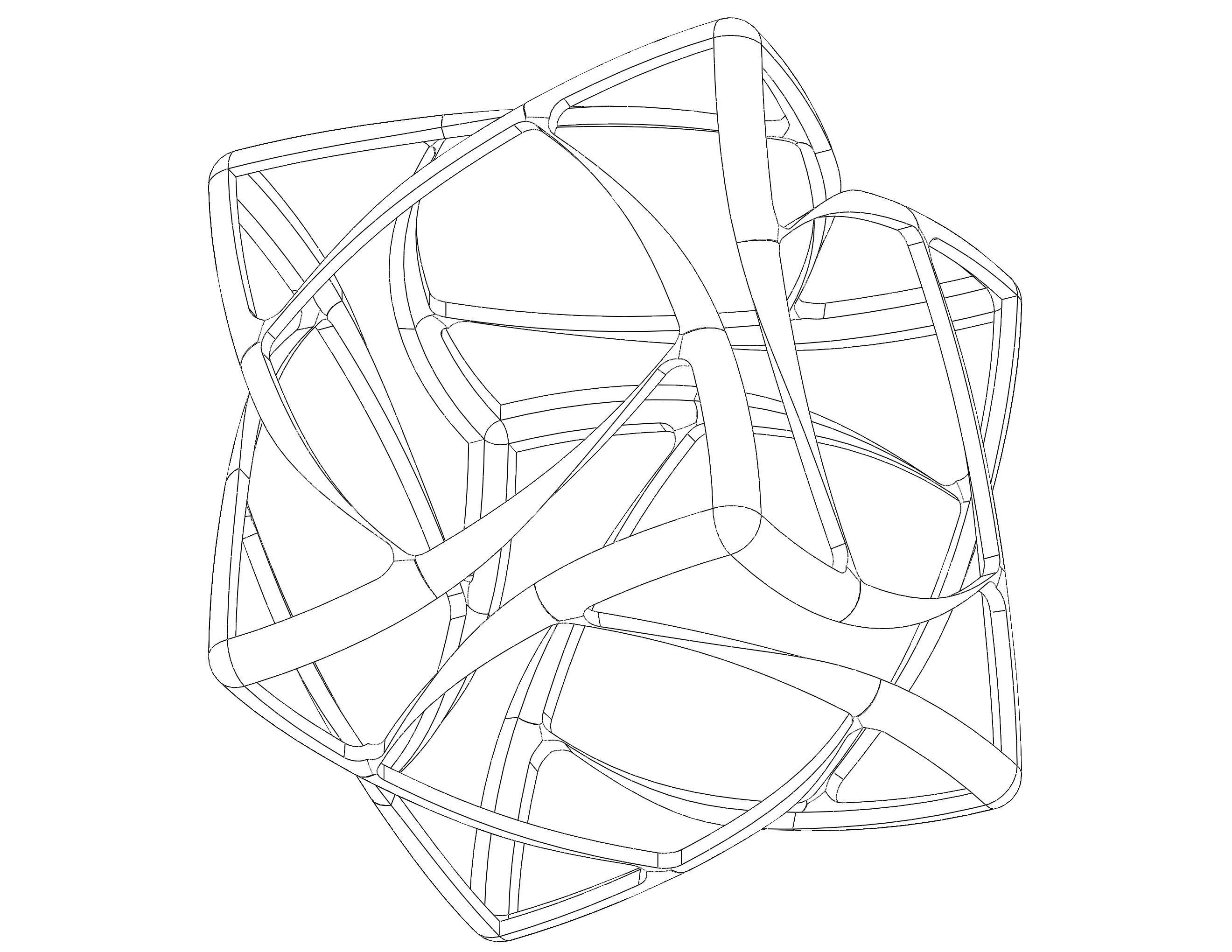 Wireframe Shape Geometric Complex Cube 3D print model_34