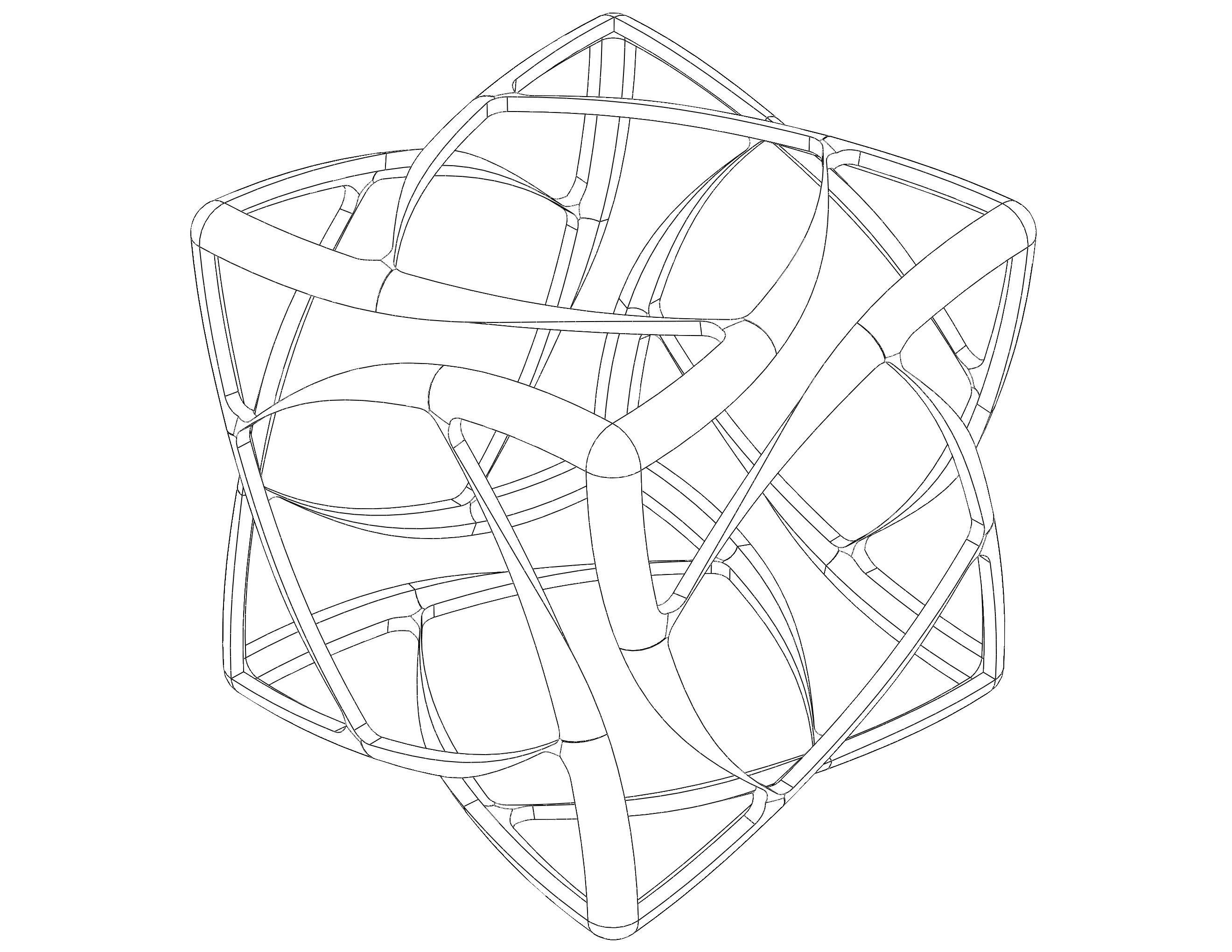 Wireframe Shape Geometric Complex Cube 3D print model_6