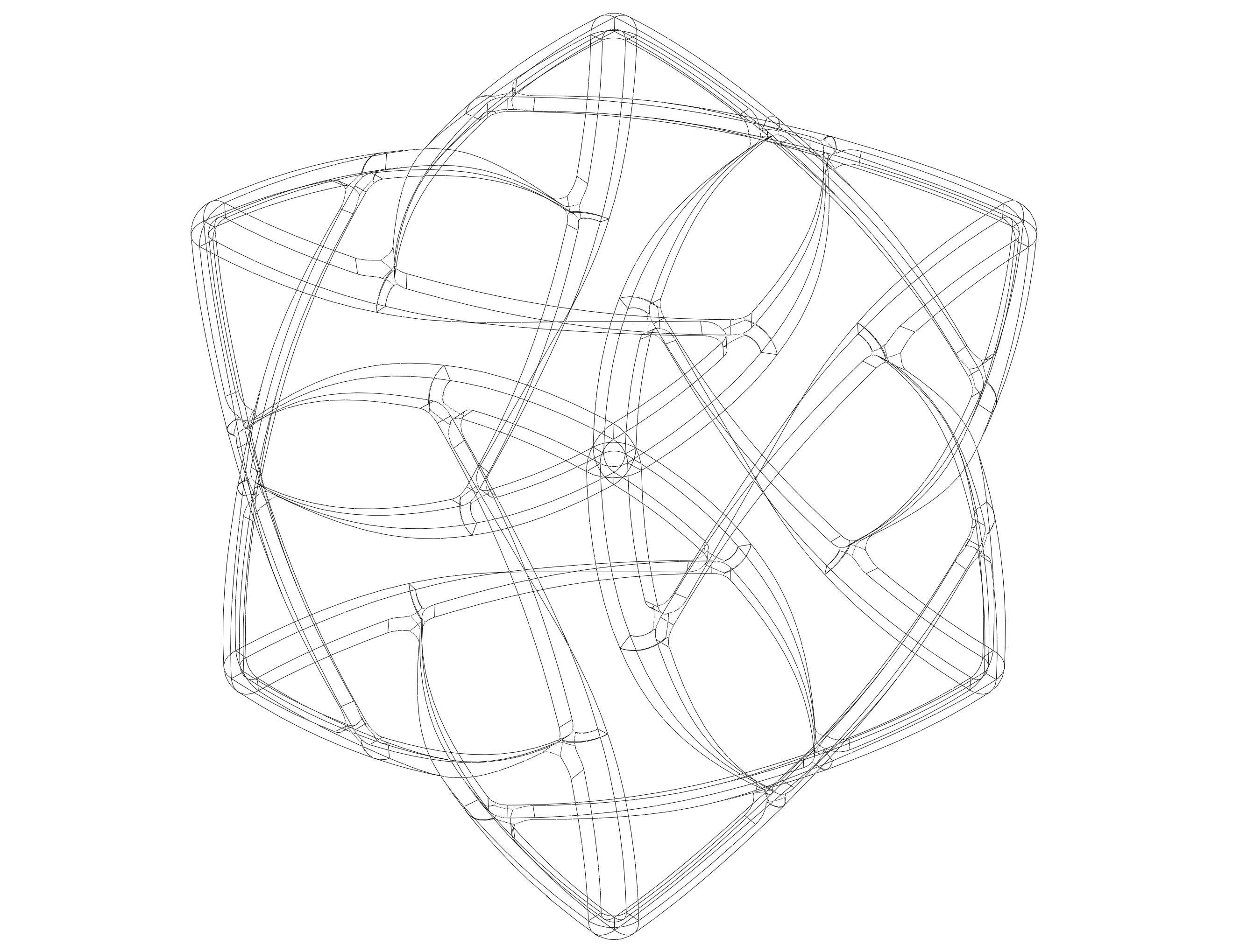 Wireframe Shape Geometric Complex Cube 3D print model_8