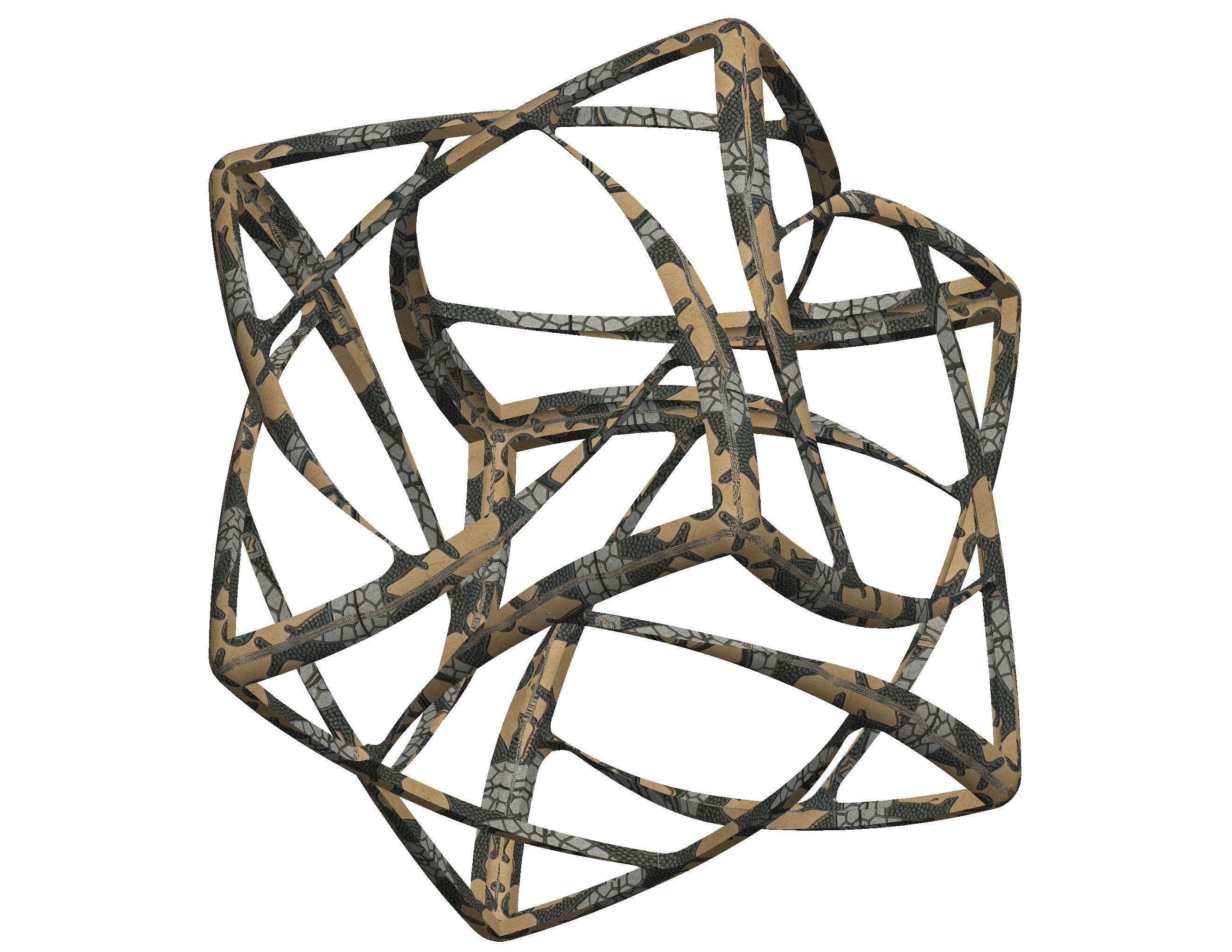 Wireframe Shape Geometric Complex Cube 3D print model_37