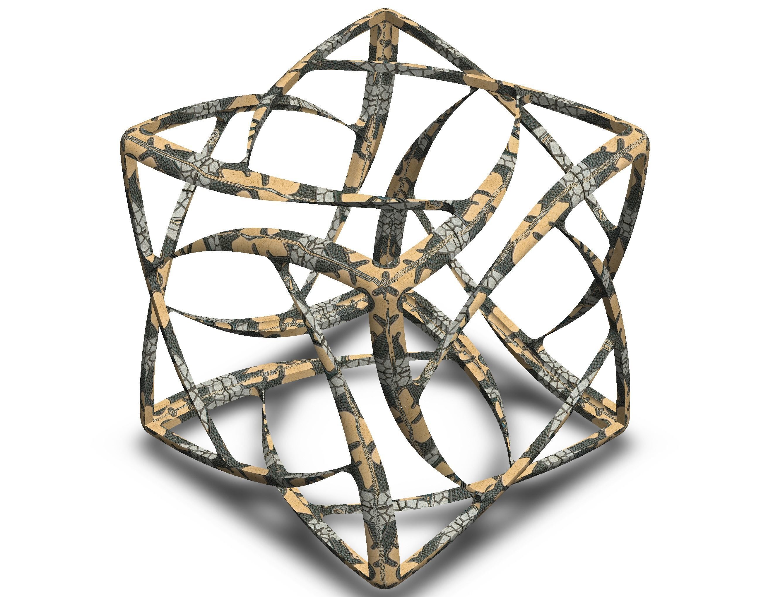 Wireframe Shape Geometric Complex Cube 3D print model_9