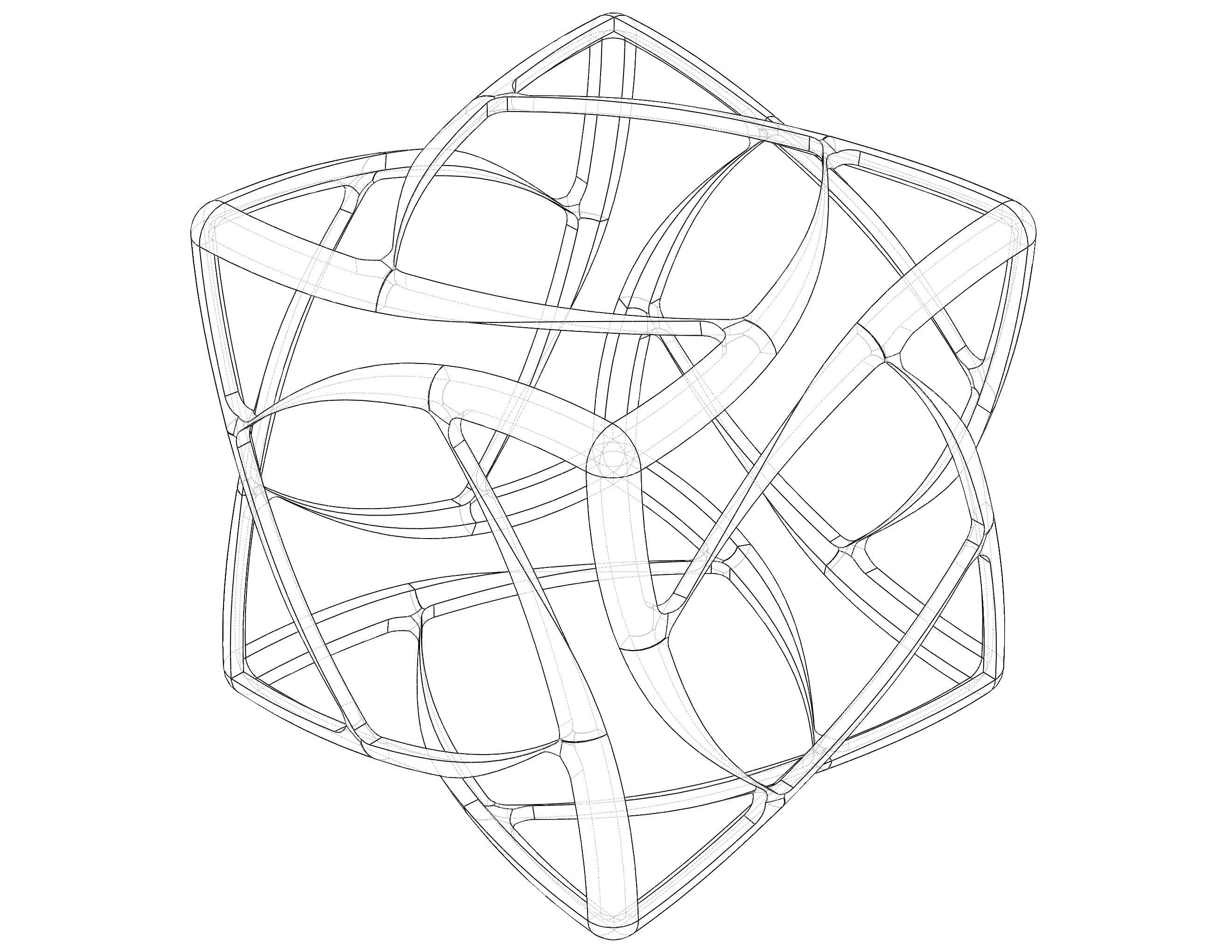 Wireframe Shape Geometric Complex Cube 3D print model_7