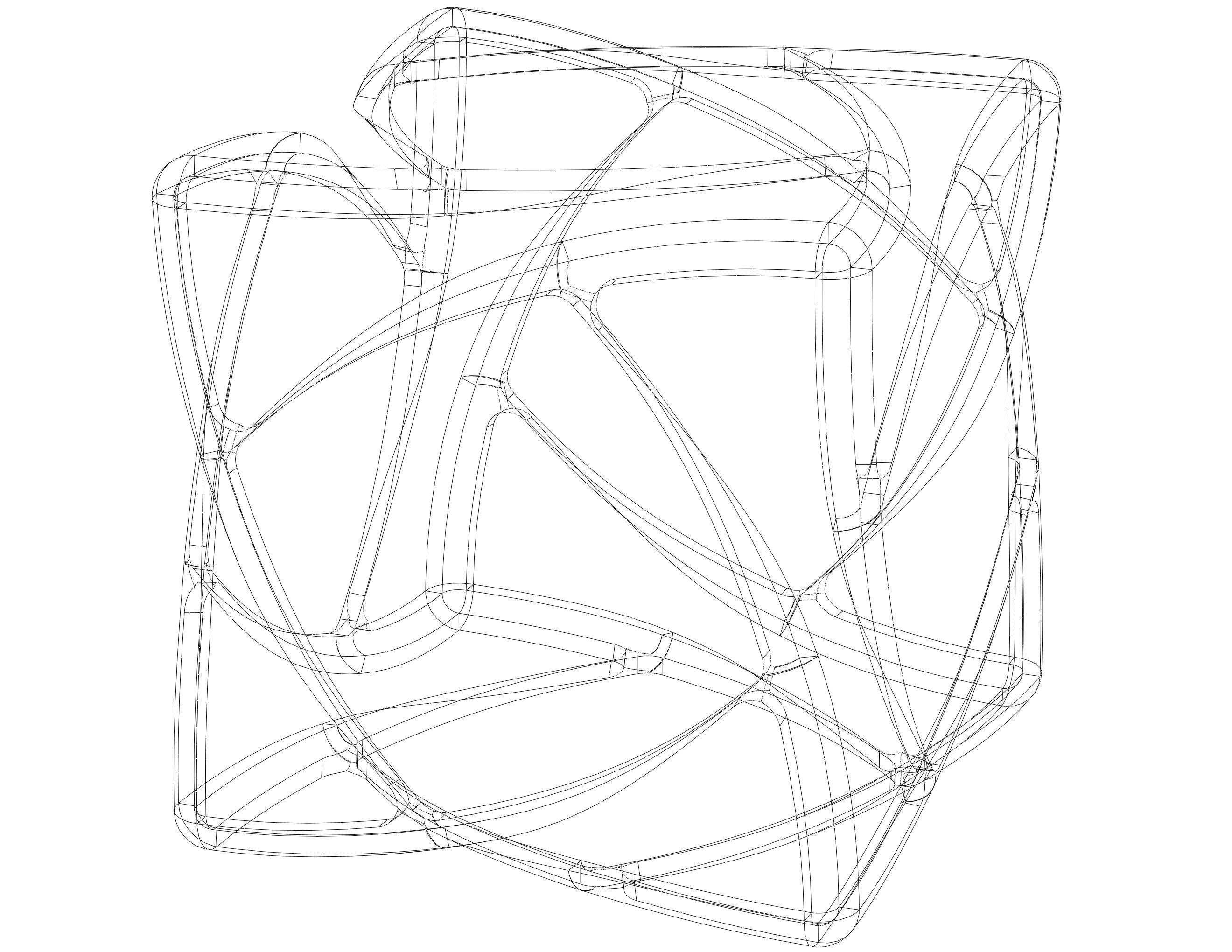 Wireframe Shape Geometric Complex Cube 3D print model_4