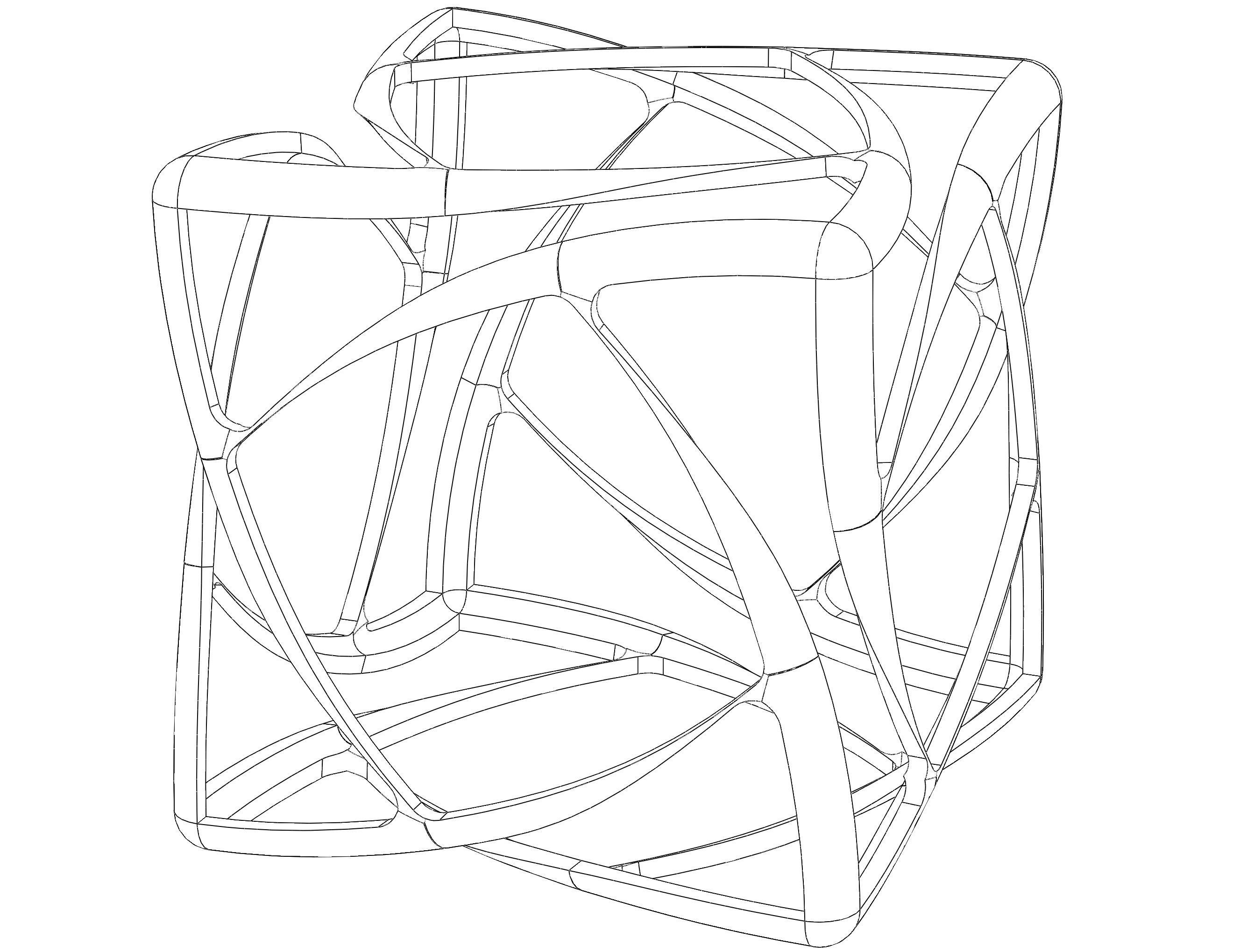 Wireframe Shape Geometric Complex Cube 3D print model_2