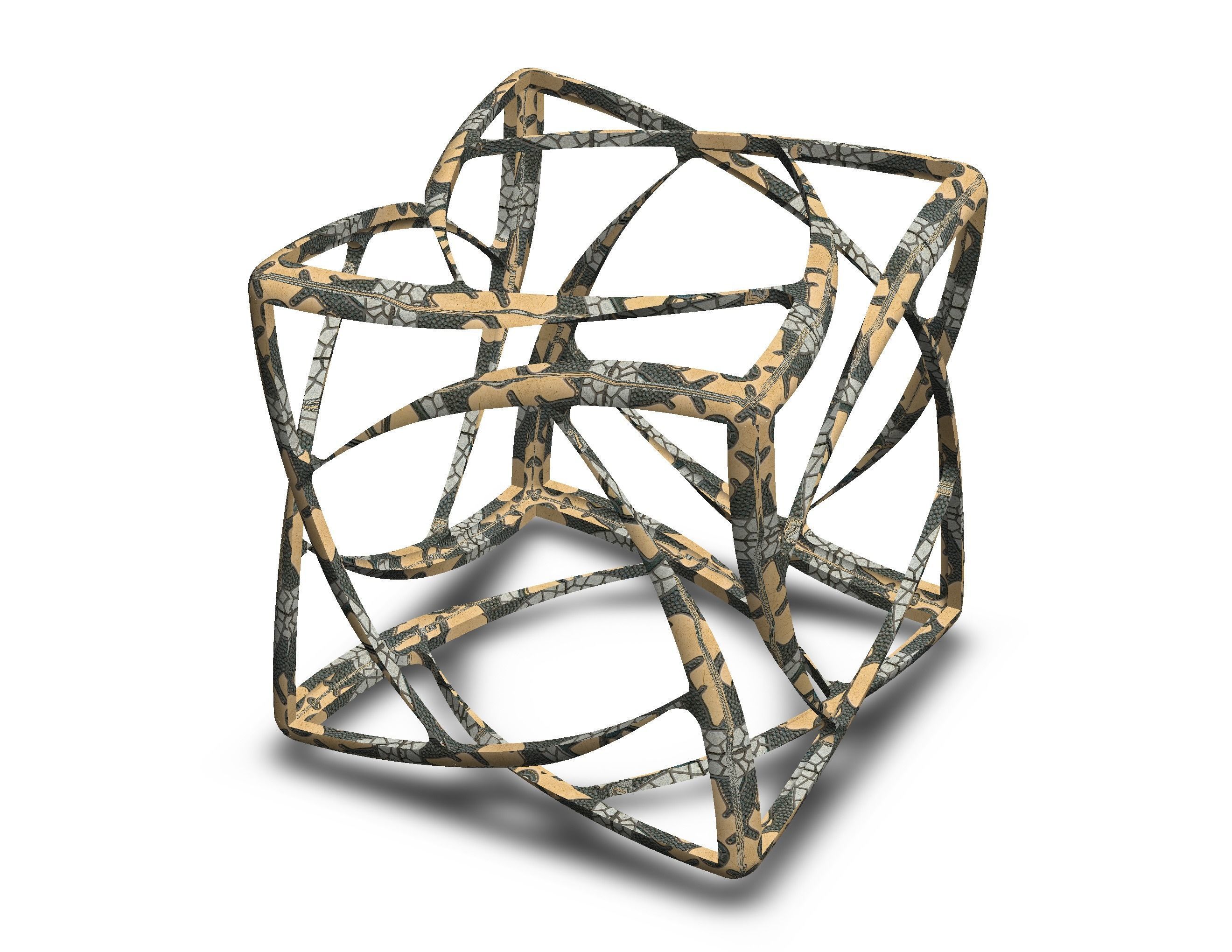 Wireframe Shape Geometric Complex Cube 3D print model_13