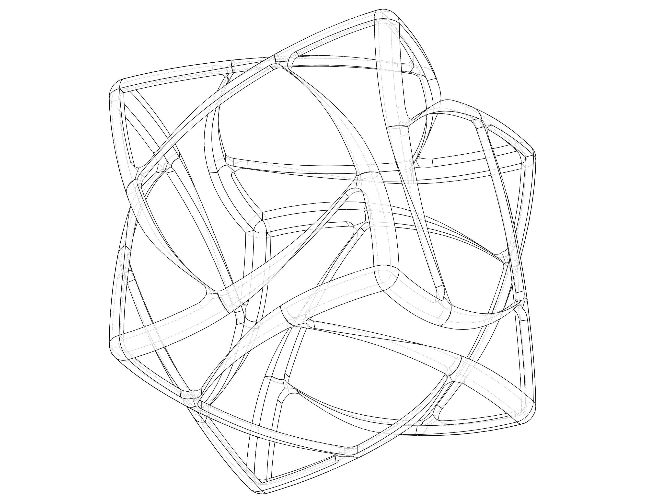 Wireframe Shape Geometric Complex Cube 3D print model_35
