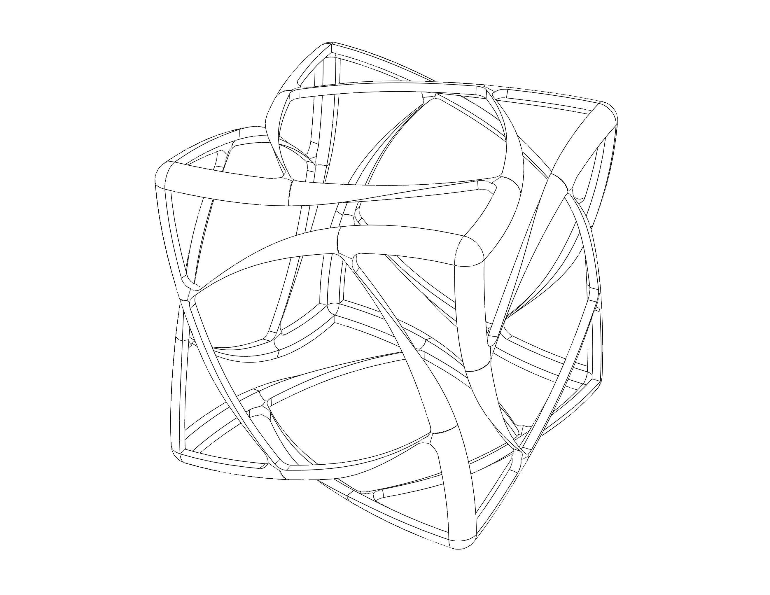 Wireframe Shape Geometric Complex Cube 3D print model_10