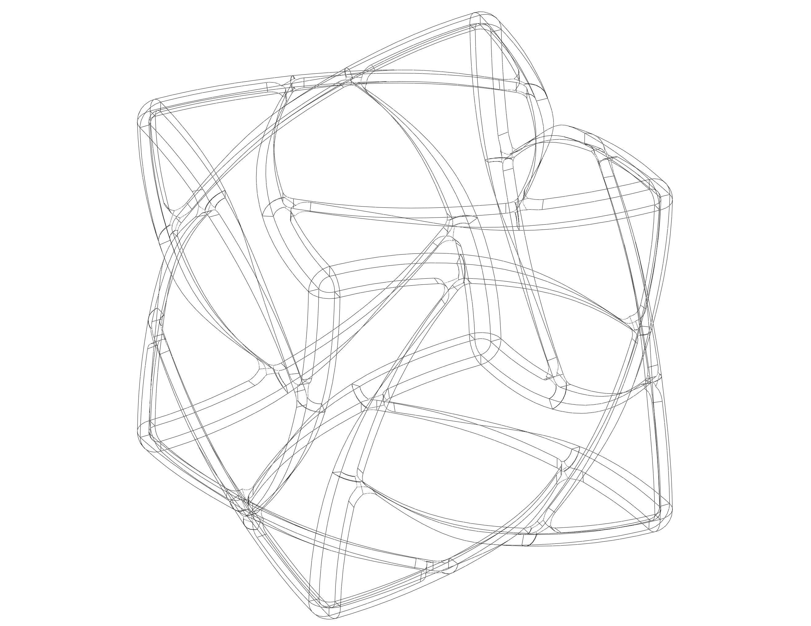 Wireframe Shape Geometric Complex Cube 3D print model_36