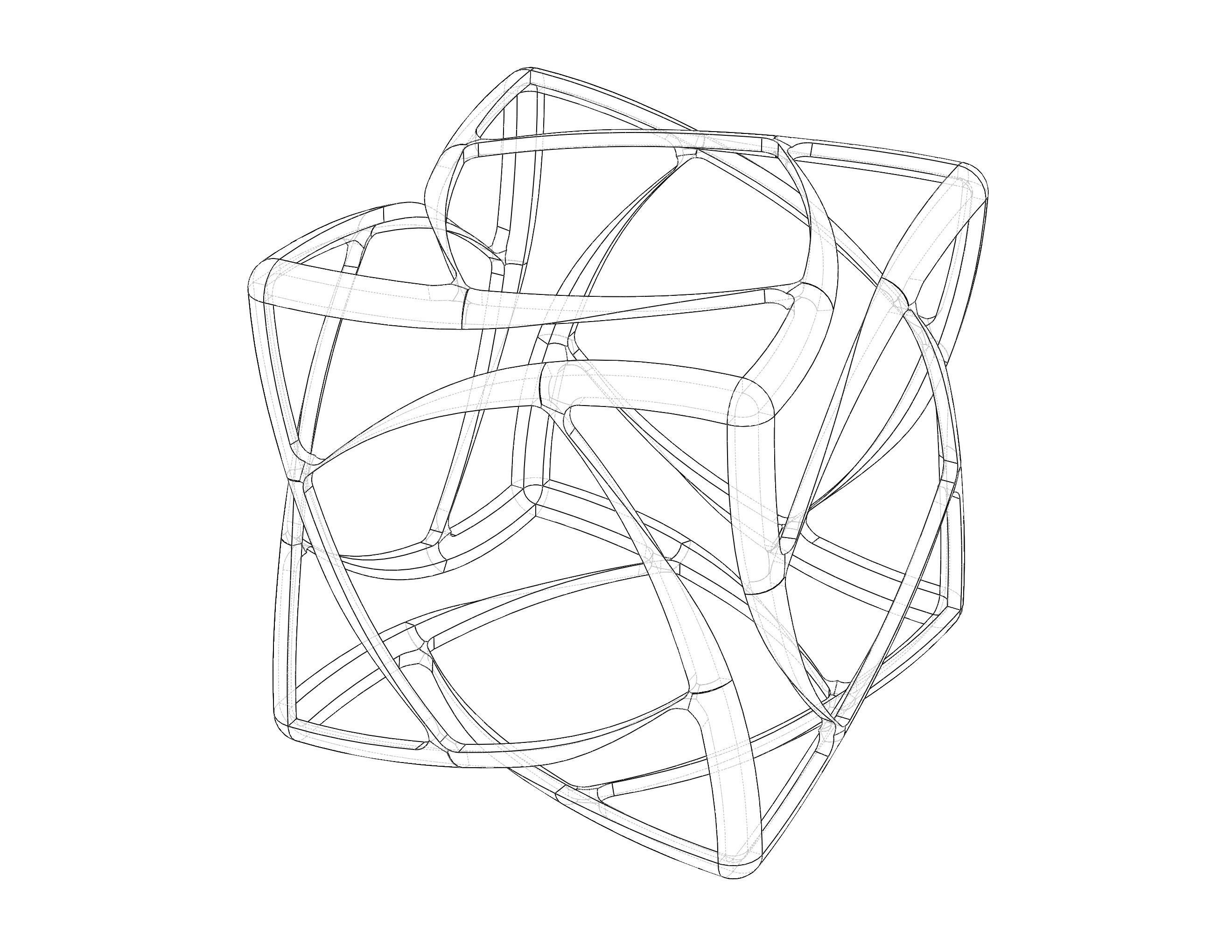 Wireframe Shape Geometric Complex Cube 3D print model_11