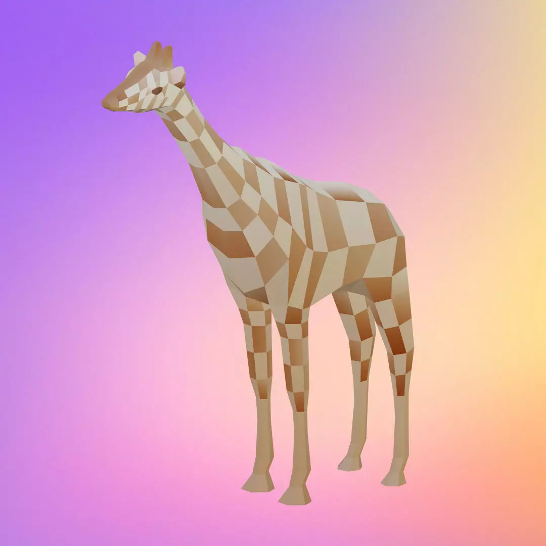Low poly giraffe Low-poly 3D model_0
