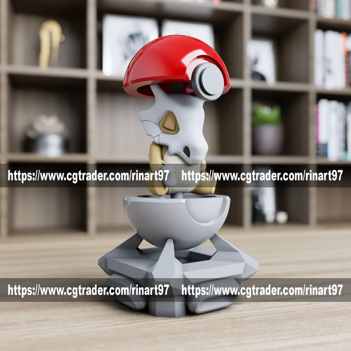 Cubone in the pokeball from Pokemon 3D print model_1