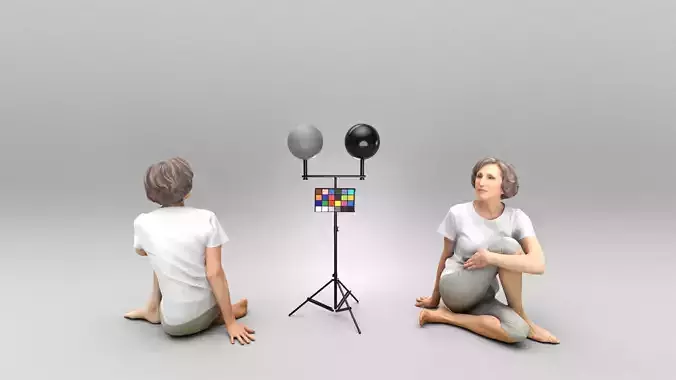 Mature woman sitting on floor 451