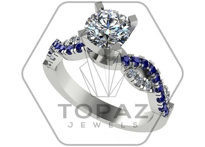 Round Diamond Twisted Ring 3d print model 3D print model