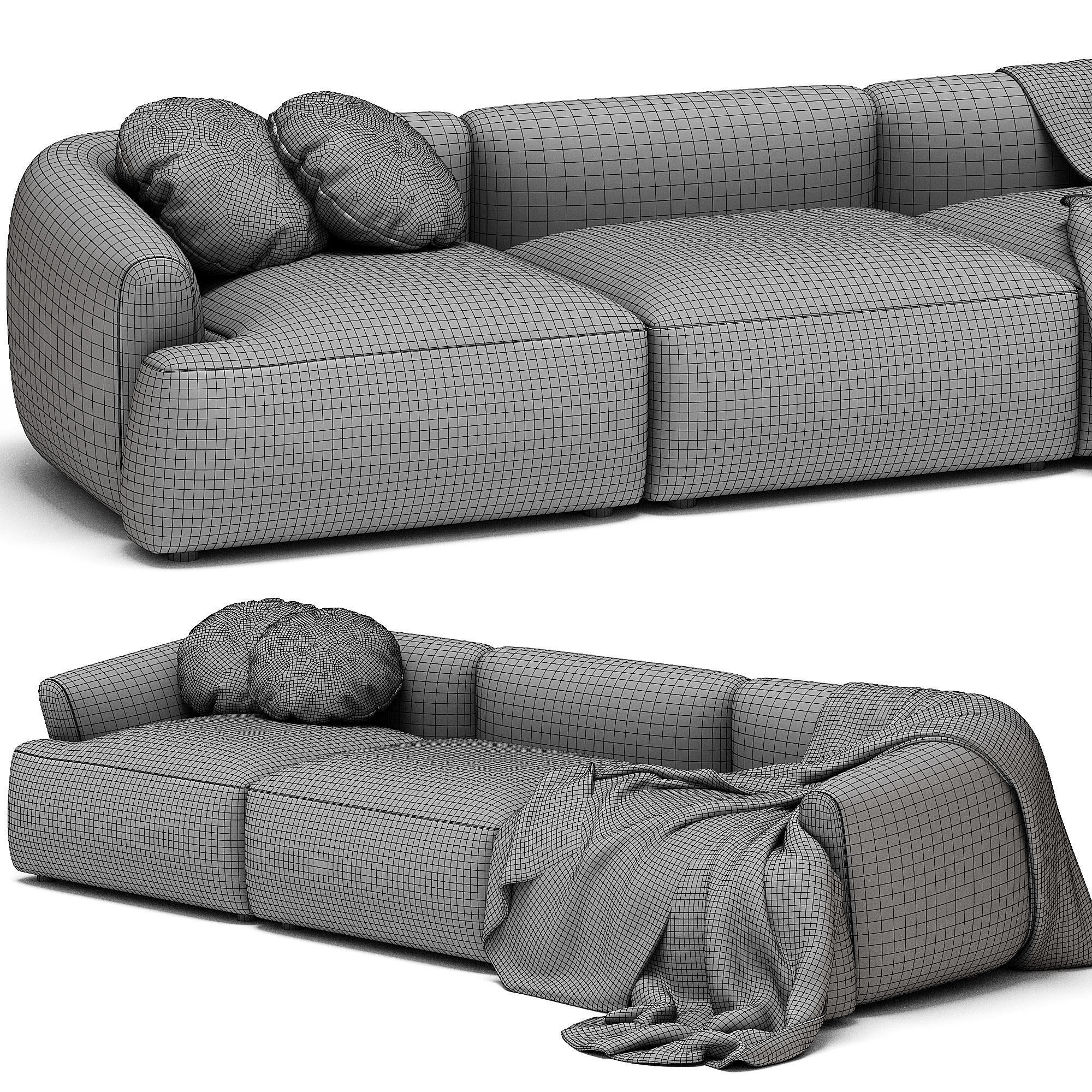 Divano Componibile 3 Posti in Boucle Sofia 3D model_4