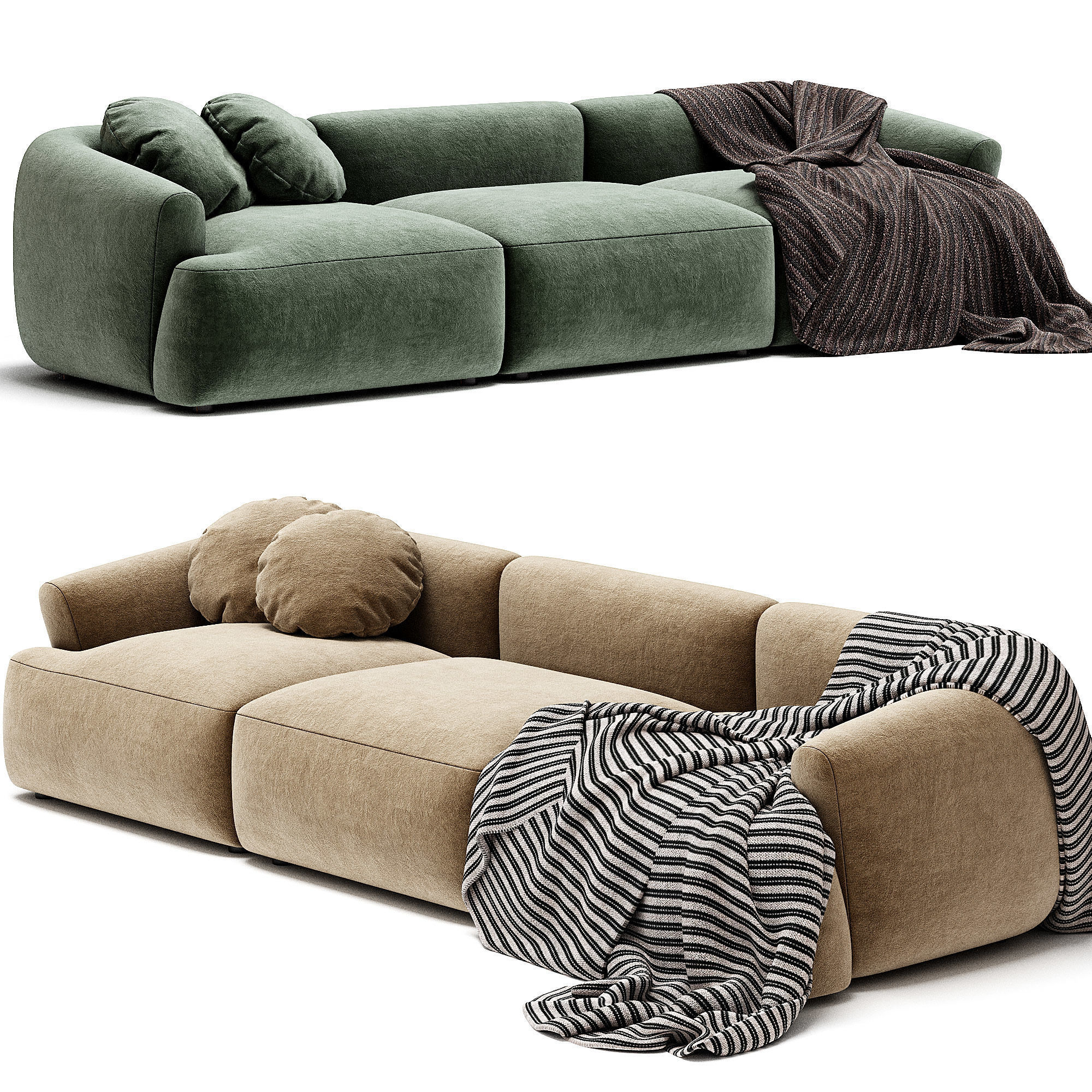 Divano Componibile 3 Posti in Boucle Sofia 3D model_2