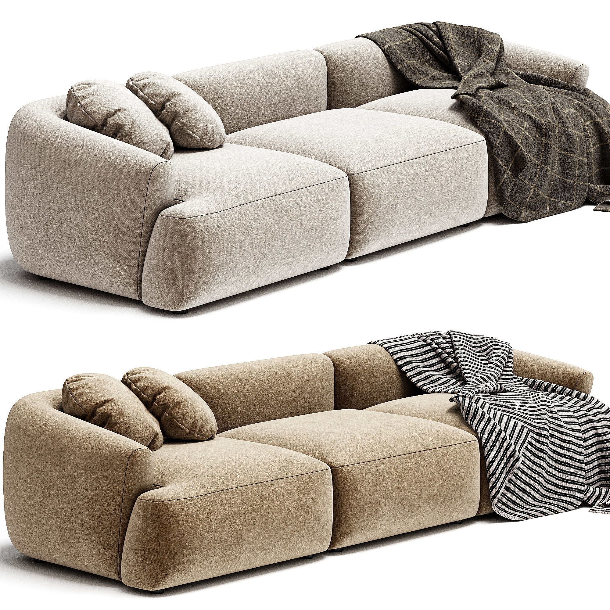 Divano Componibile 3 Posti in Boucle Sofia 3D model_3