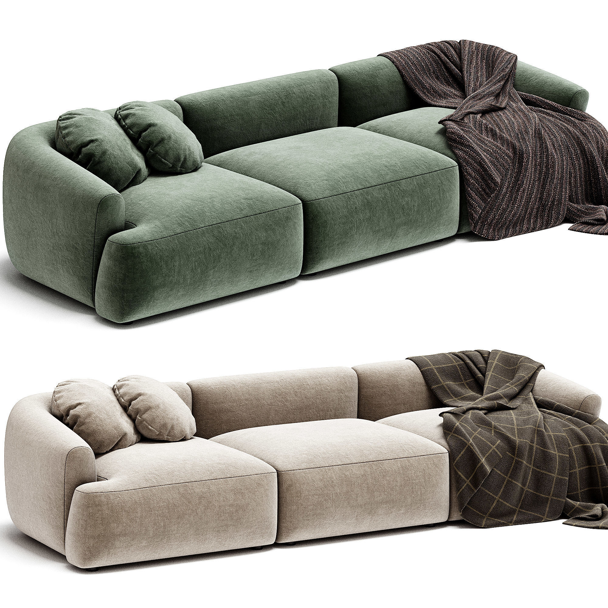 Divano Componibile 3 Posti in Boucle Sofia 3D model_1