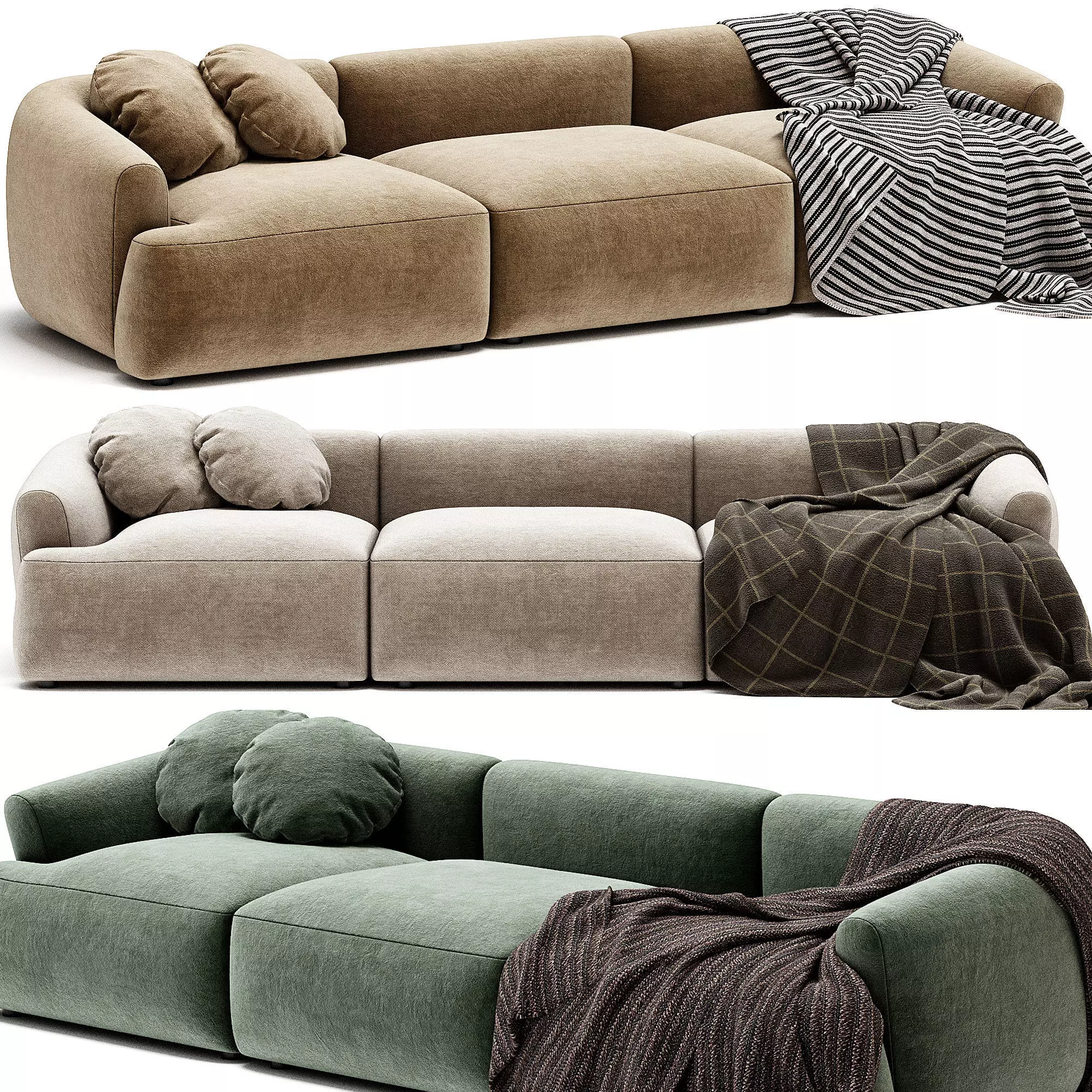 Divano Componibile 3 Posti in Boucle Sofia 3D model_0