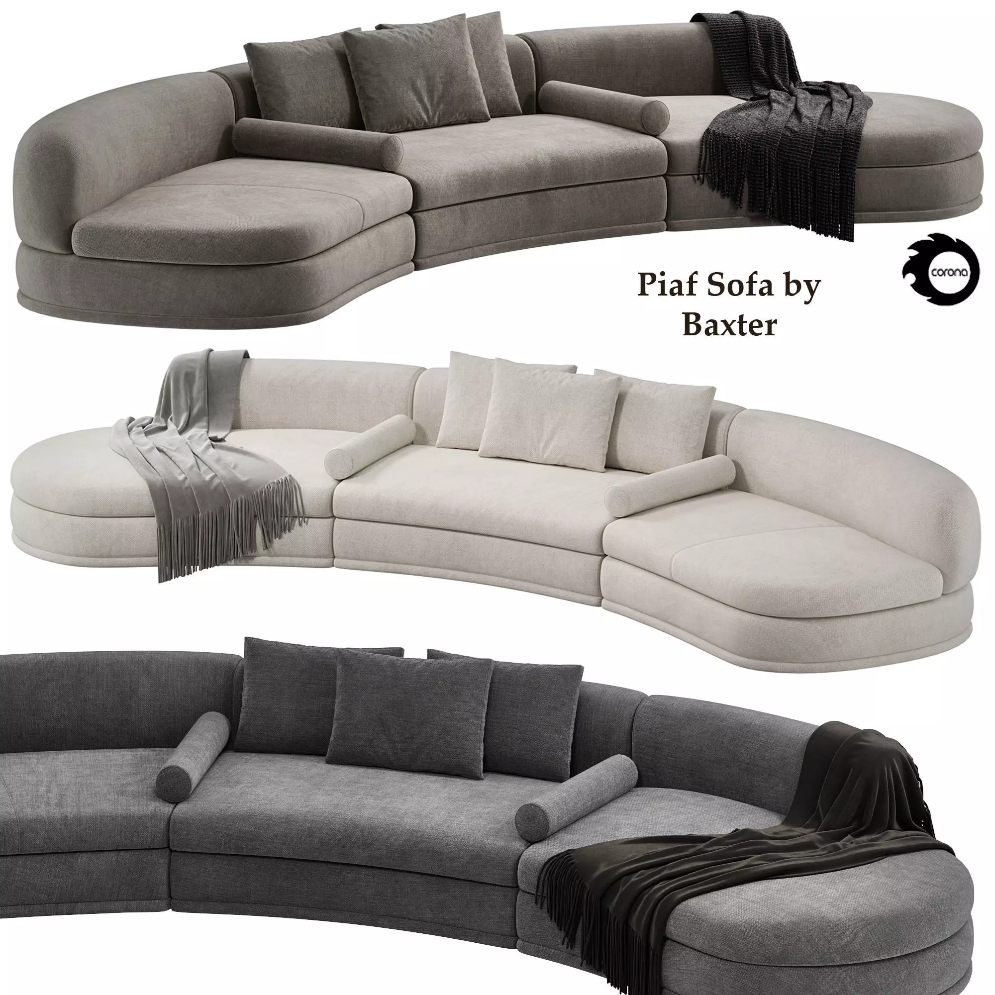 Piaf Sofa by Baxter 3D model_0