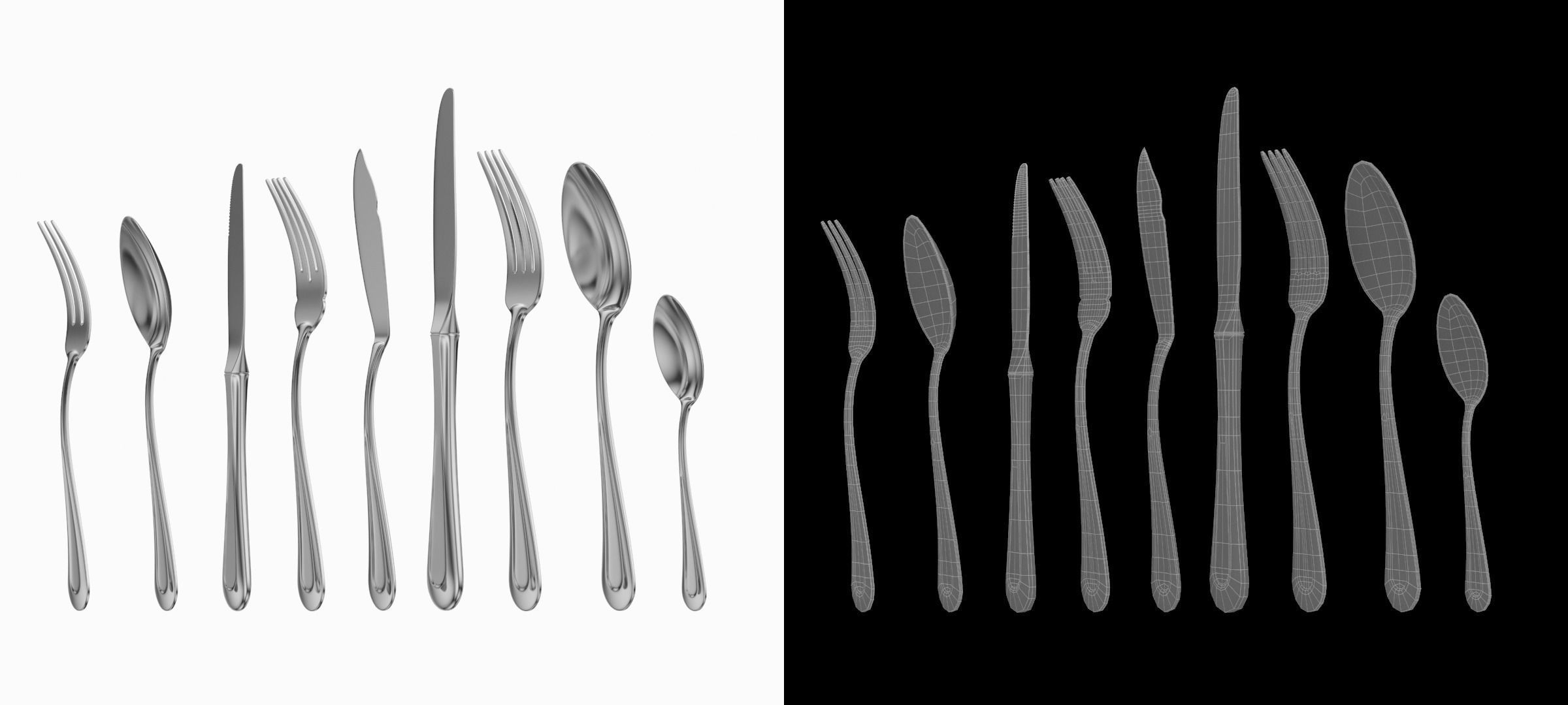 Classic Cutlery Set of 9 Pieces COLLECTION 3D model_12