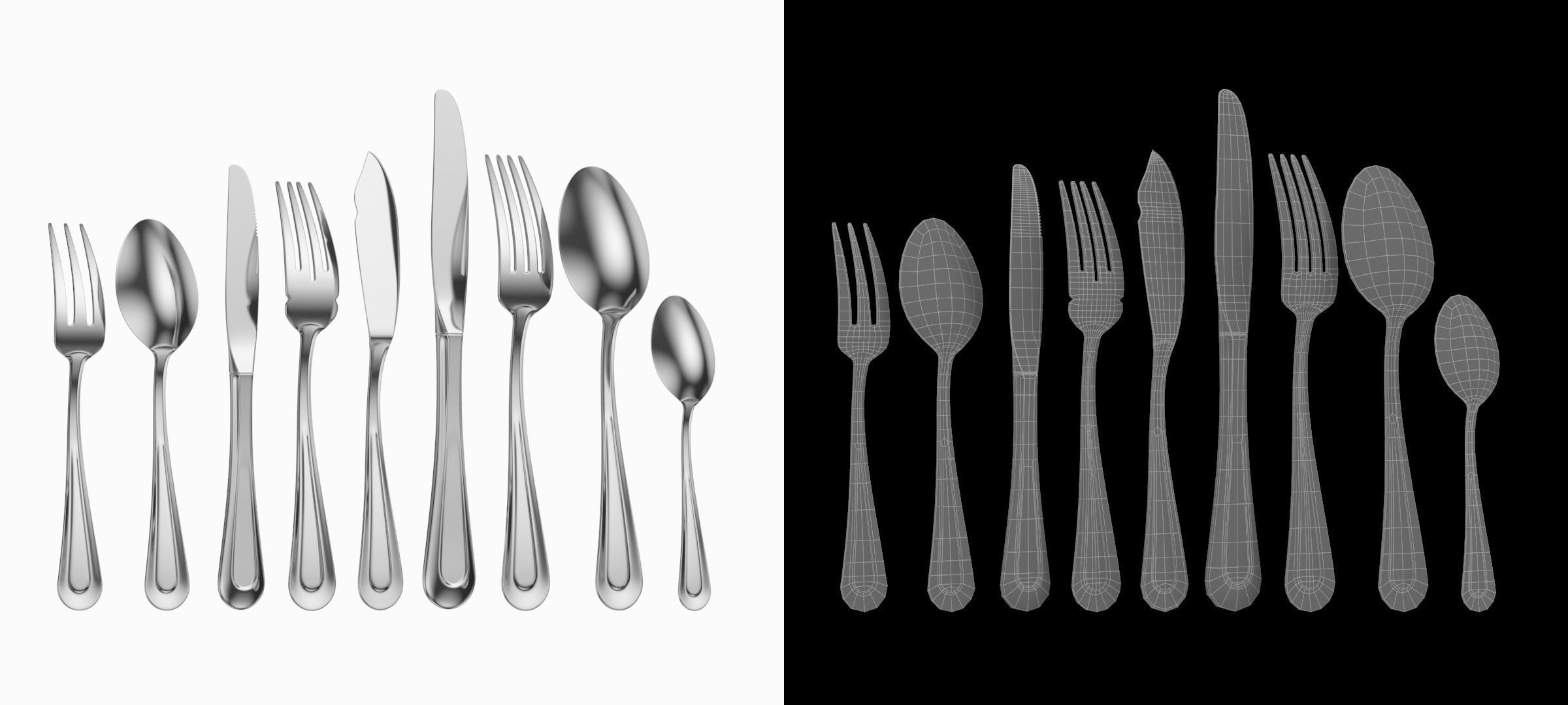 Classic Cutlery Set of 9 Pieces COLLECTION 3D model_9