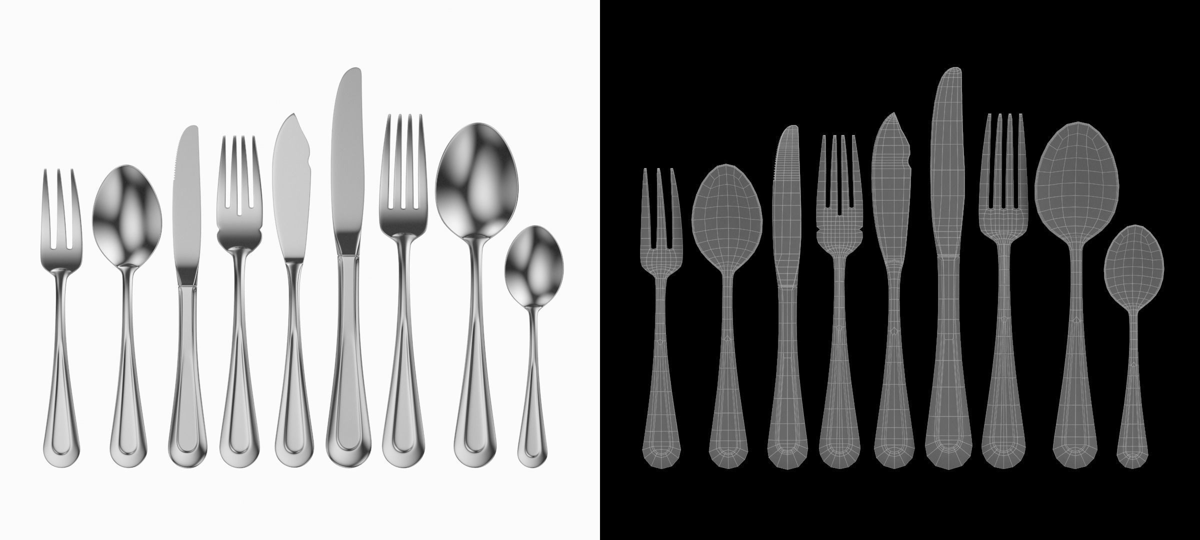 Classic Cutlery Set of 9 Pieces COLLECTION 3D model_2