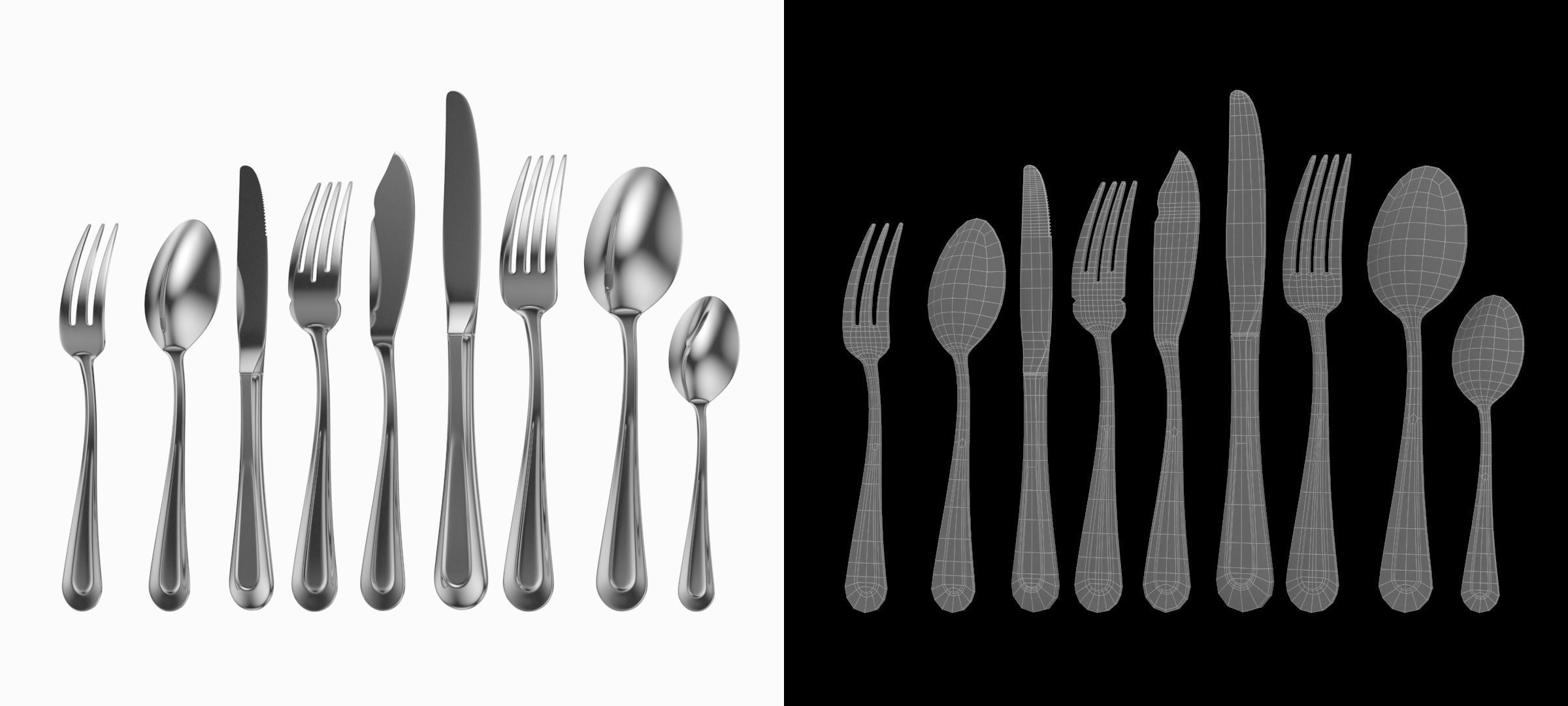 Classic Cutlery Set of 9 Pieces COLLECTION 3D model_7