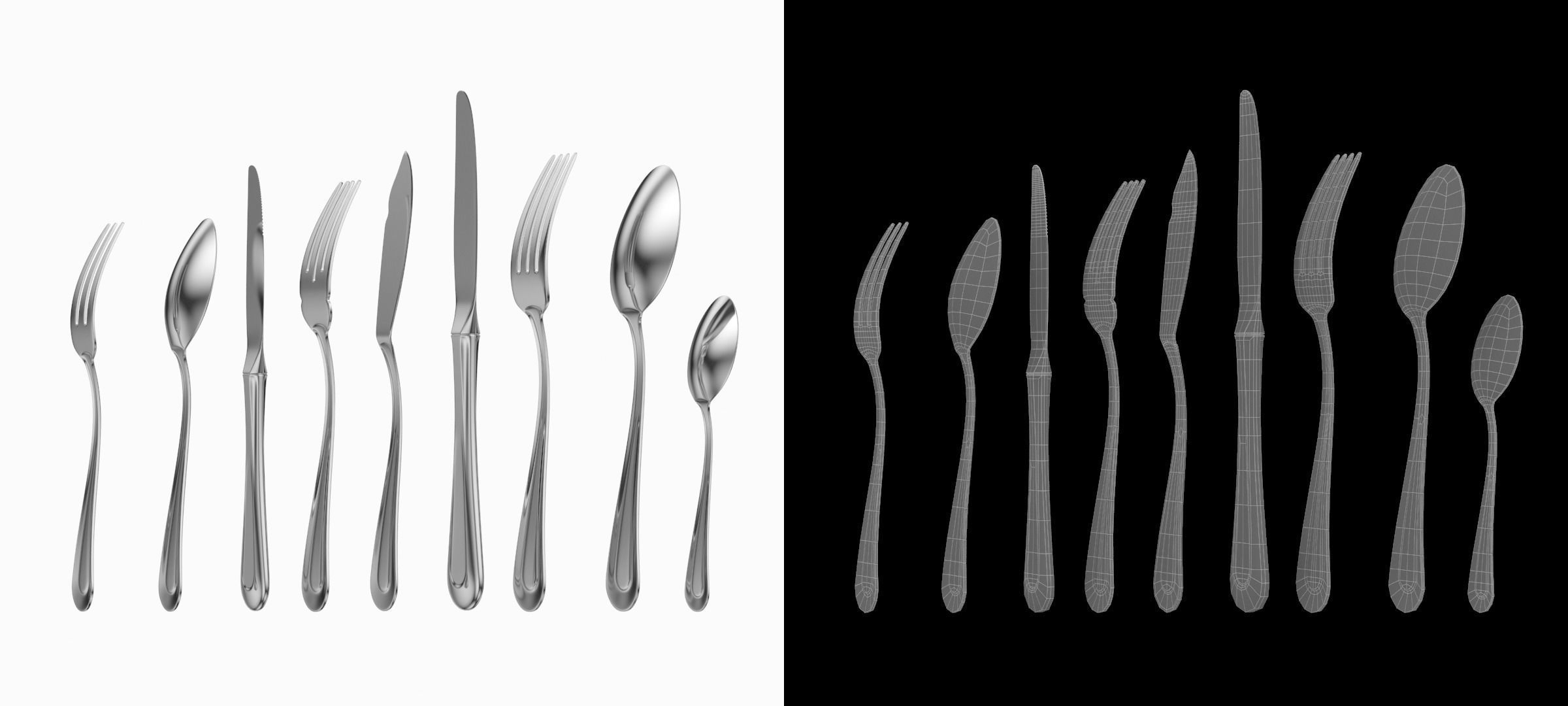 Classic Cutlery Set of 9 Pieces COLLECTION 3D model_6